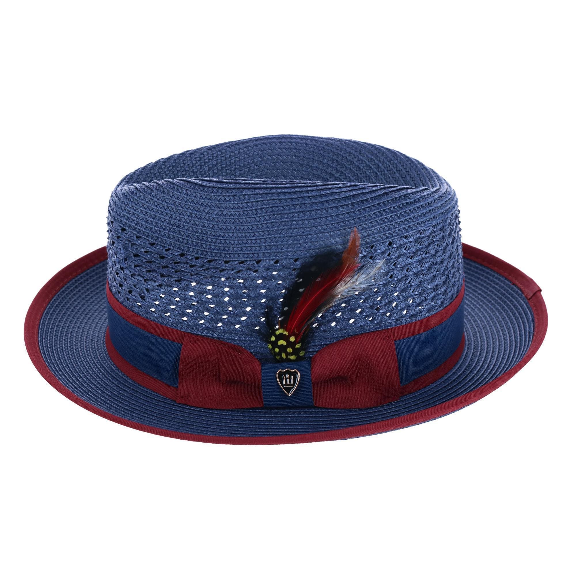 Richman Brothers Men's Polybraid Fedora Hat with Grossgrain Ribbon - Navy