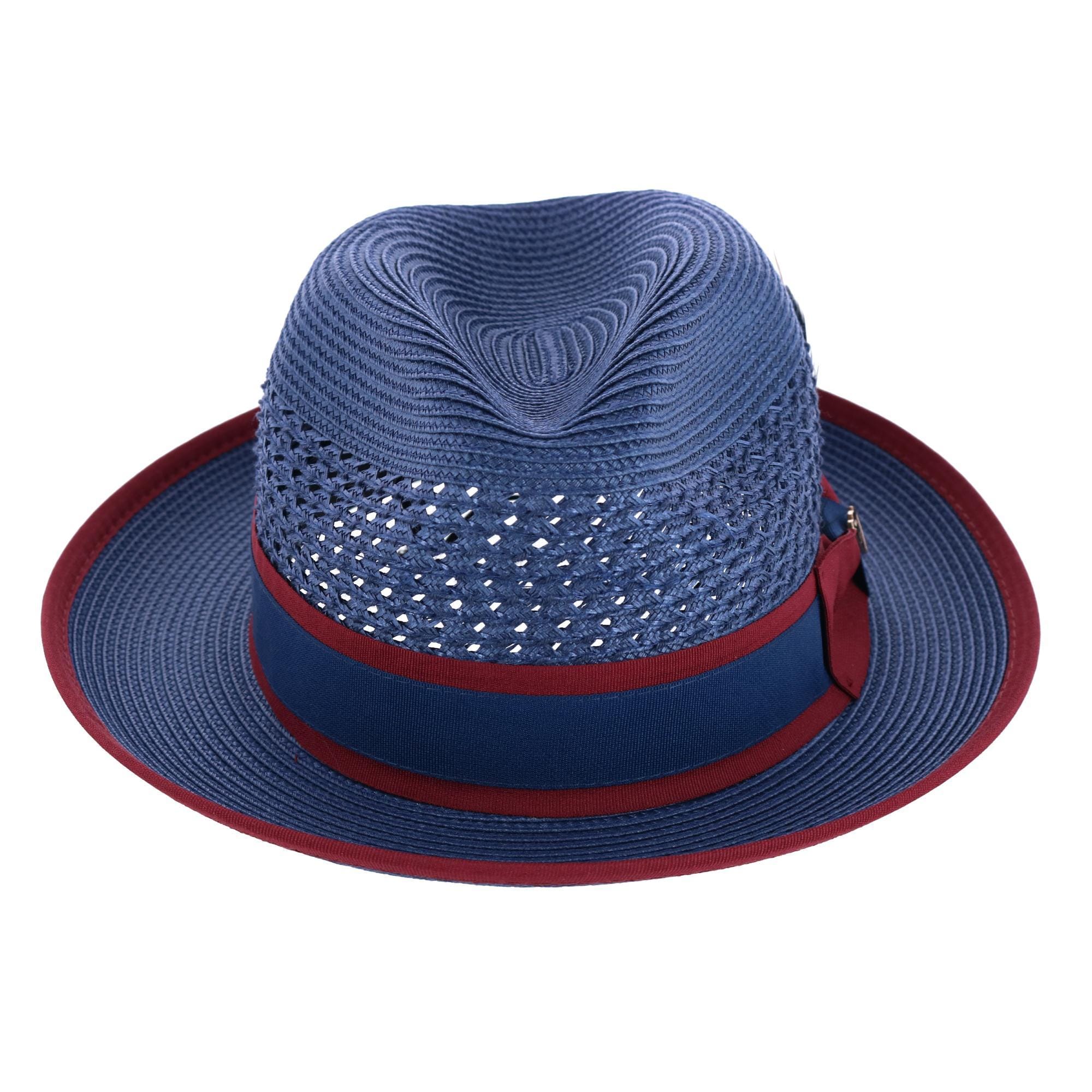 Richman Brothers Men's Polybraid Fedora Hat with Grossgrain Ribbon - Navy