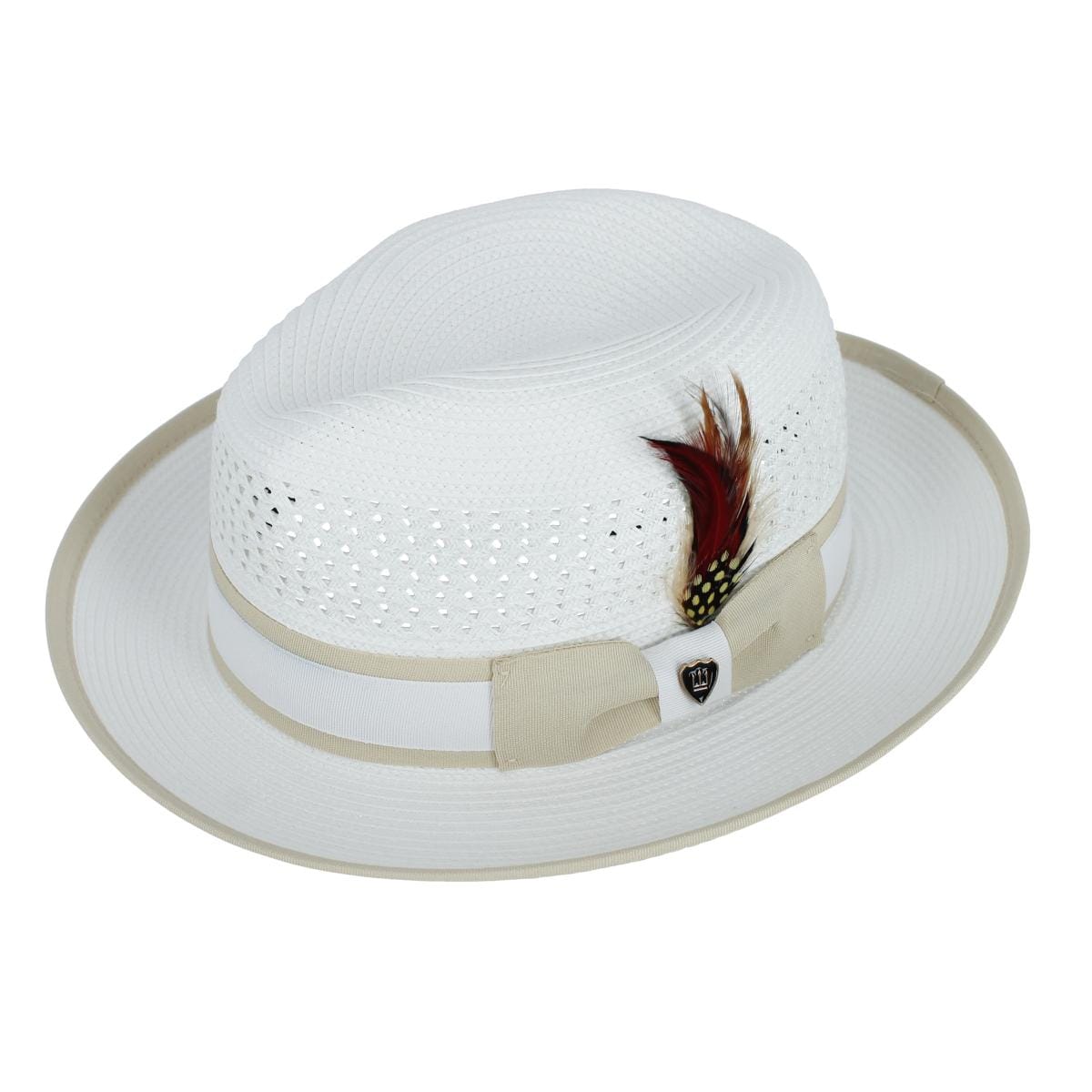 Richman Brothers Men's Polybraid Fedora Hat with Grossgrain Ribbon - White