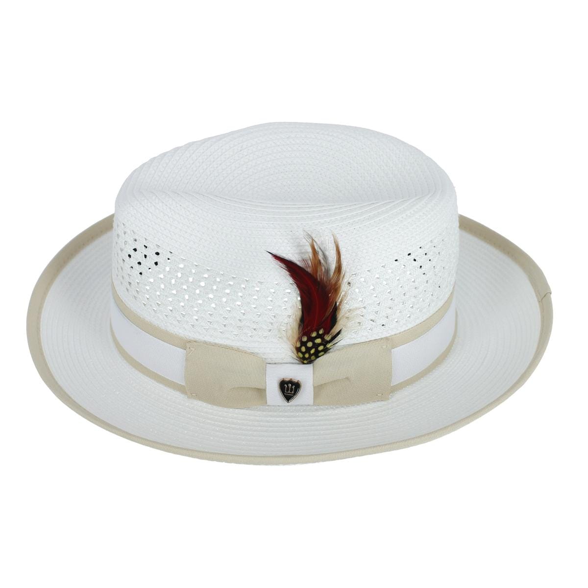 Richman Brothers Men's Polybraid Fedora Hat with Grossgrain Ribbon - White