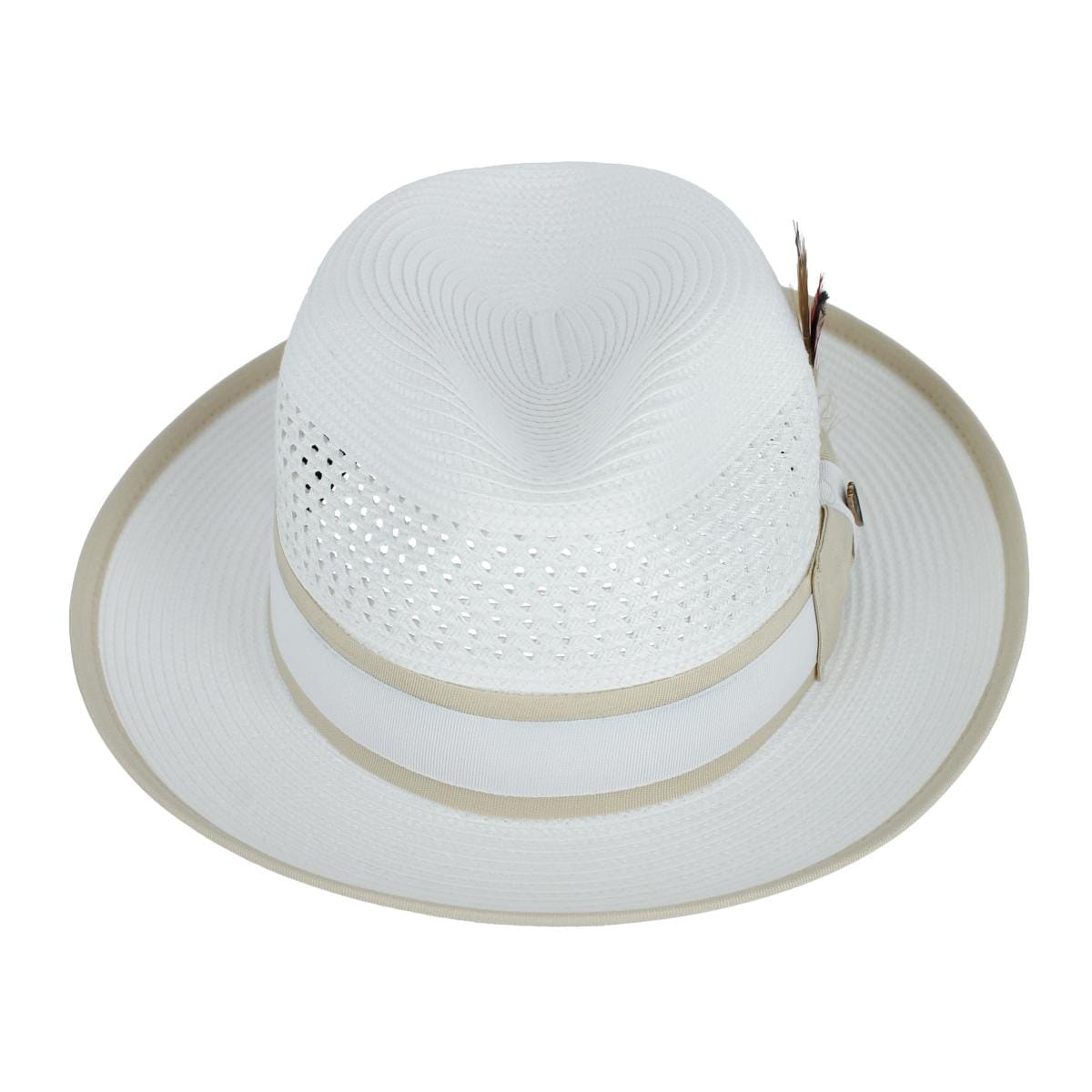 Richman Brothers Men's Polybraid Fedora Hat with Grossgrain Ribbon - White