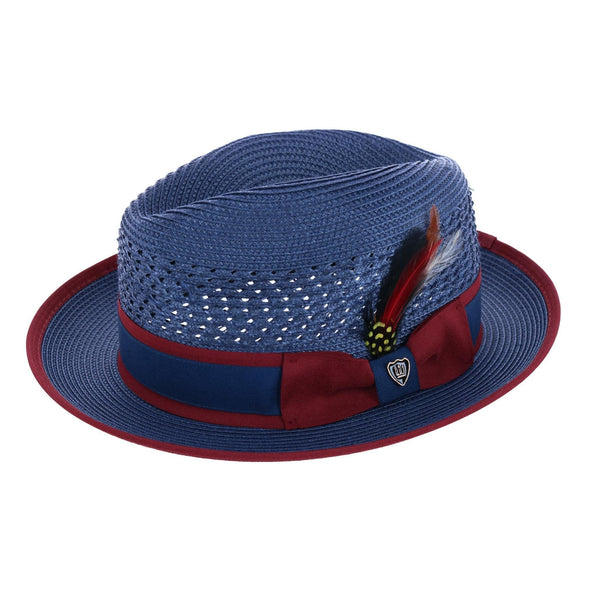Men's Polybraid Fedora Hat with Grossgrain Ribbon and Feather