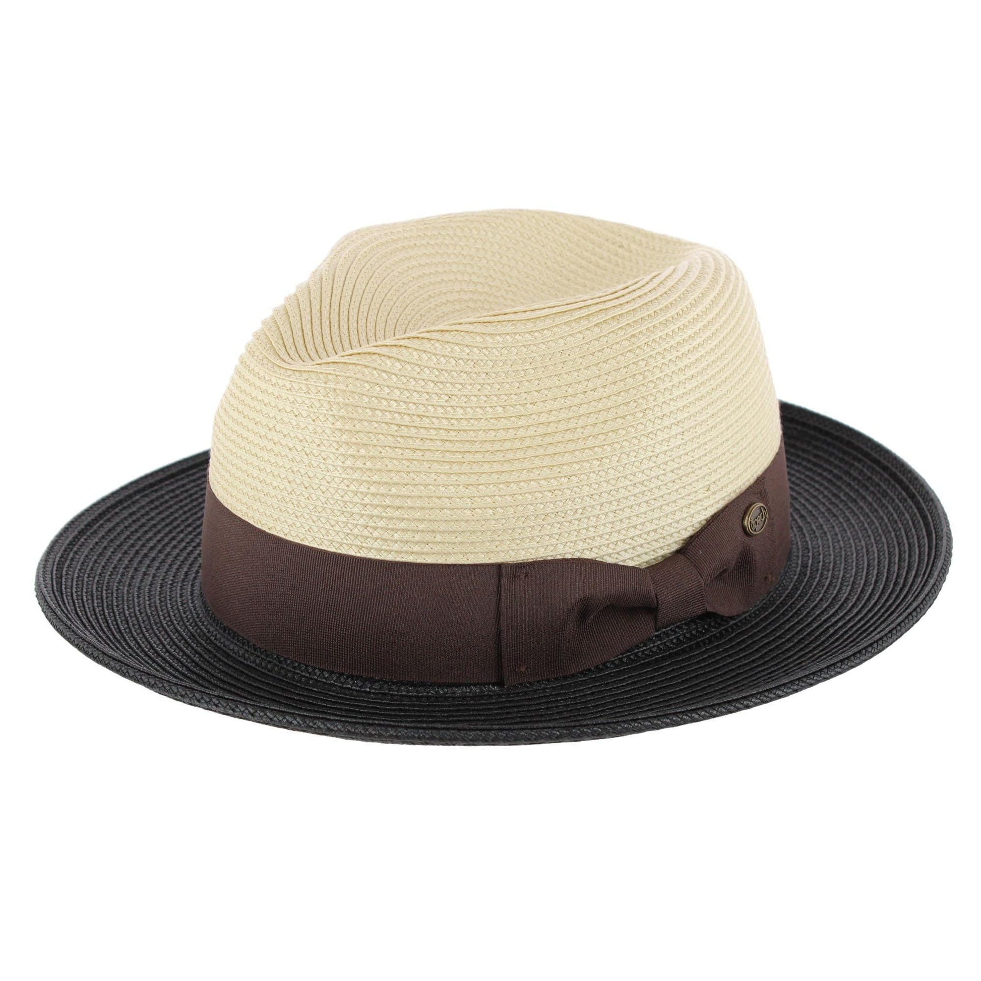 Epoch Hats Company Men's Poly Braid Two Tone Fedora Hats With Contrast Band - Natural/Black