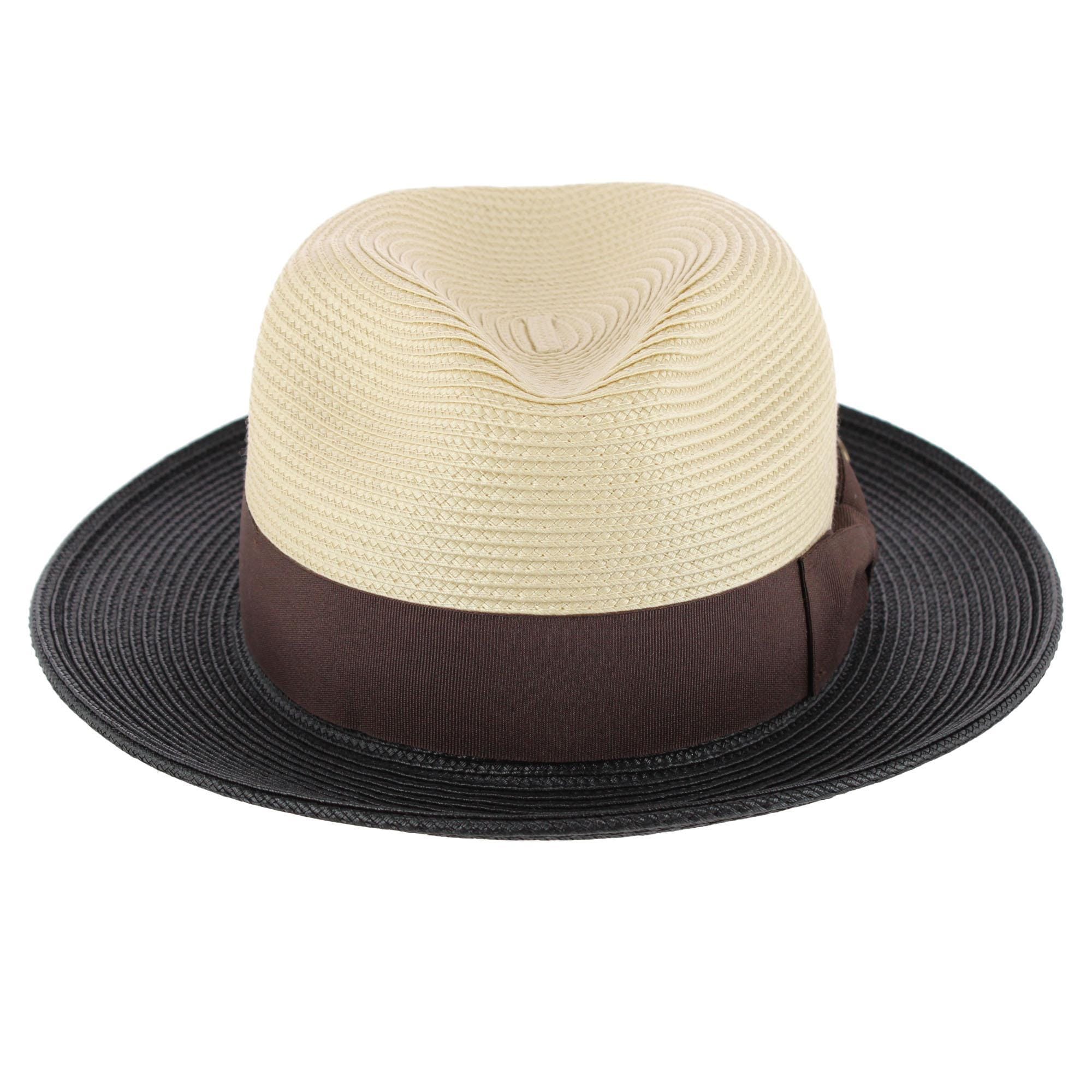 Epoch Hats Company Men's Poly Braid Two Tone Fedora Hats With Contrast Band - Natural/Black