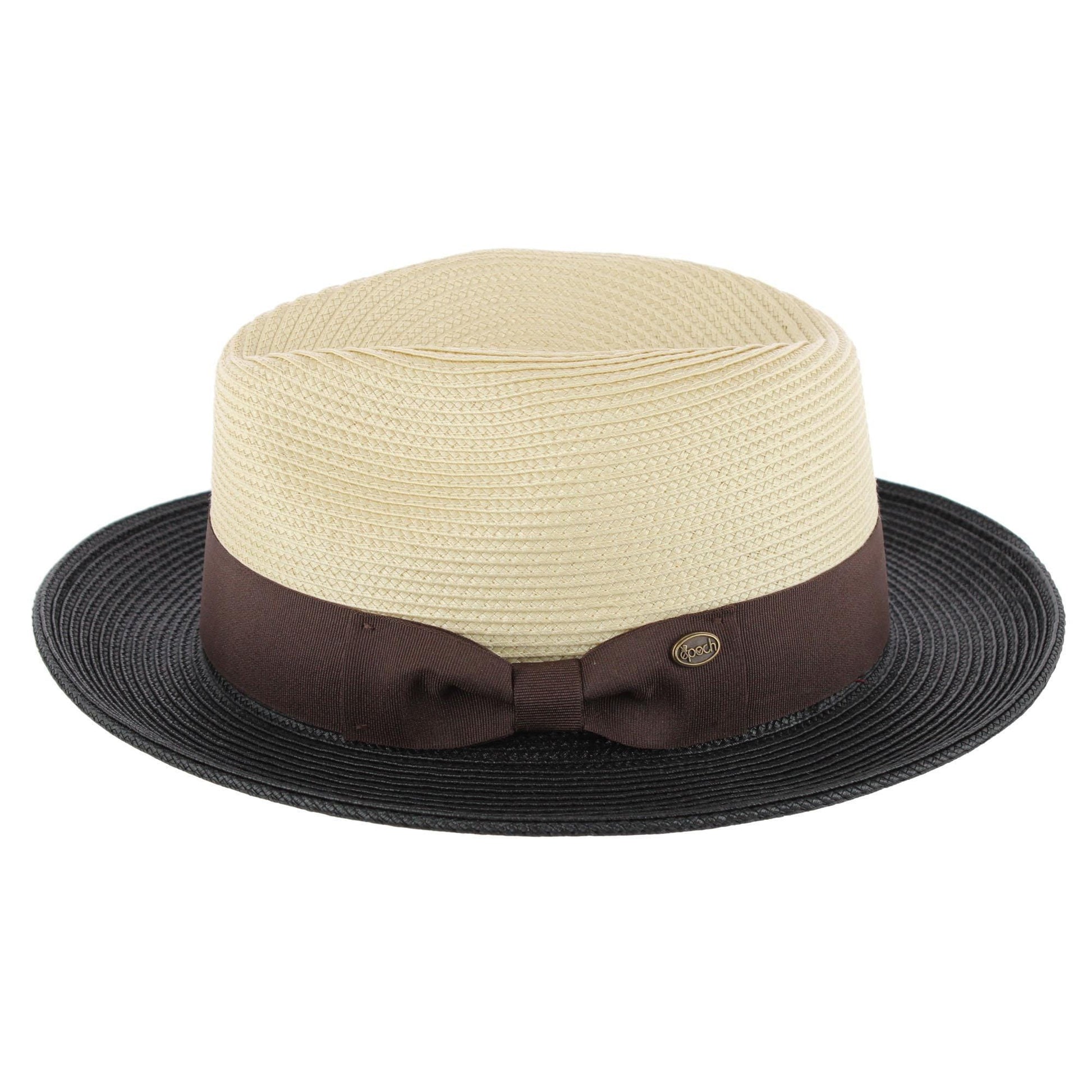 Epoch Hats Company Men's Poly Braid Two Tone Fedora Hats With Contrast Band - Natural/Black