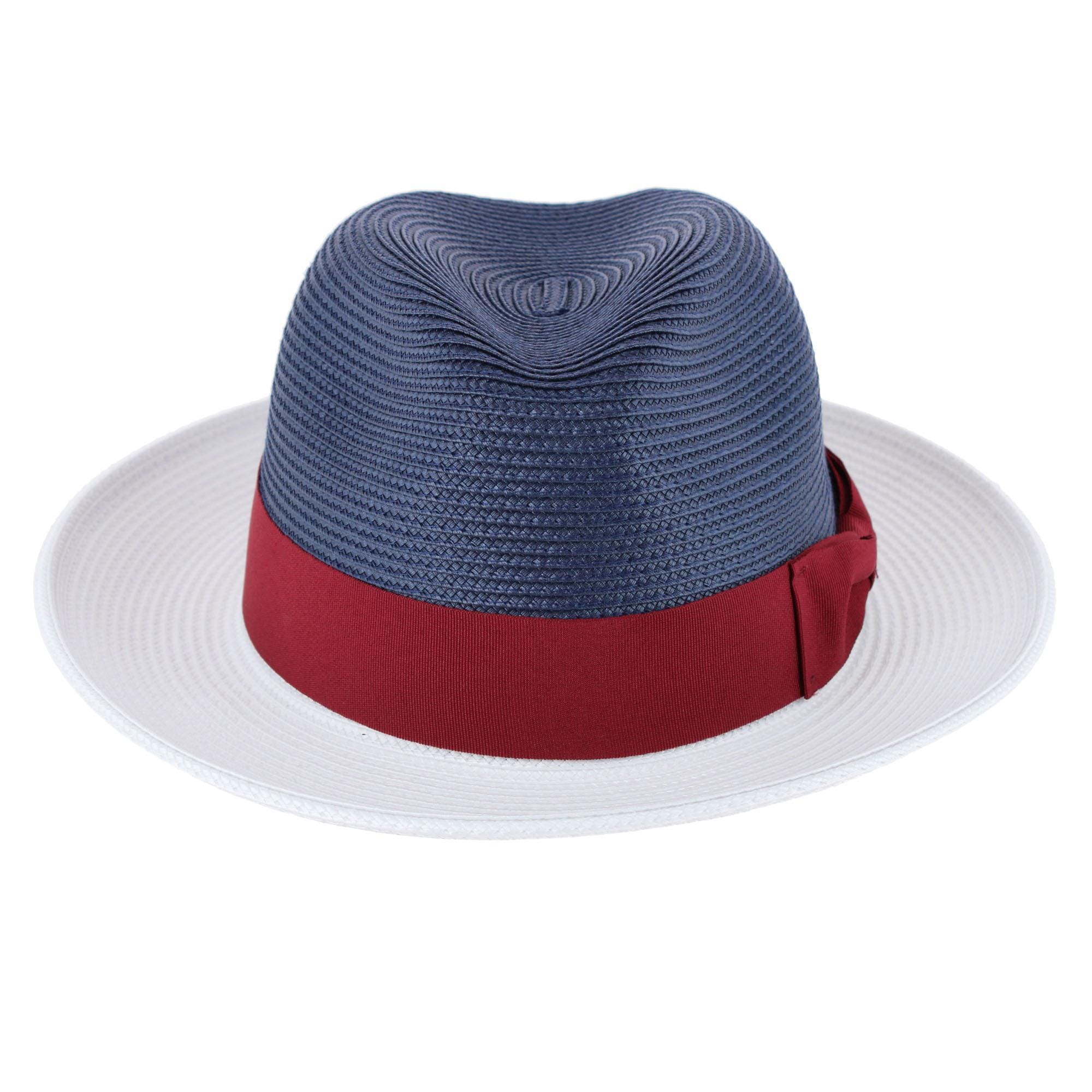 Epoch Hats Company Men's Poly Braid Two Tone Fedora Hats With Contrast Band - Navy/White