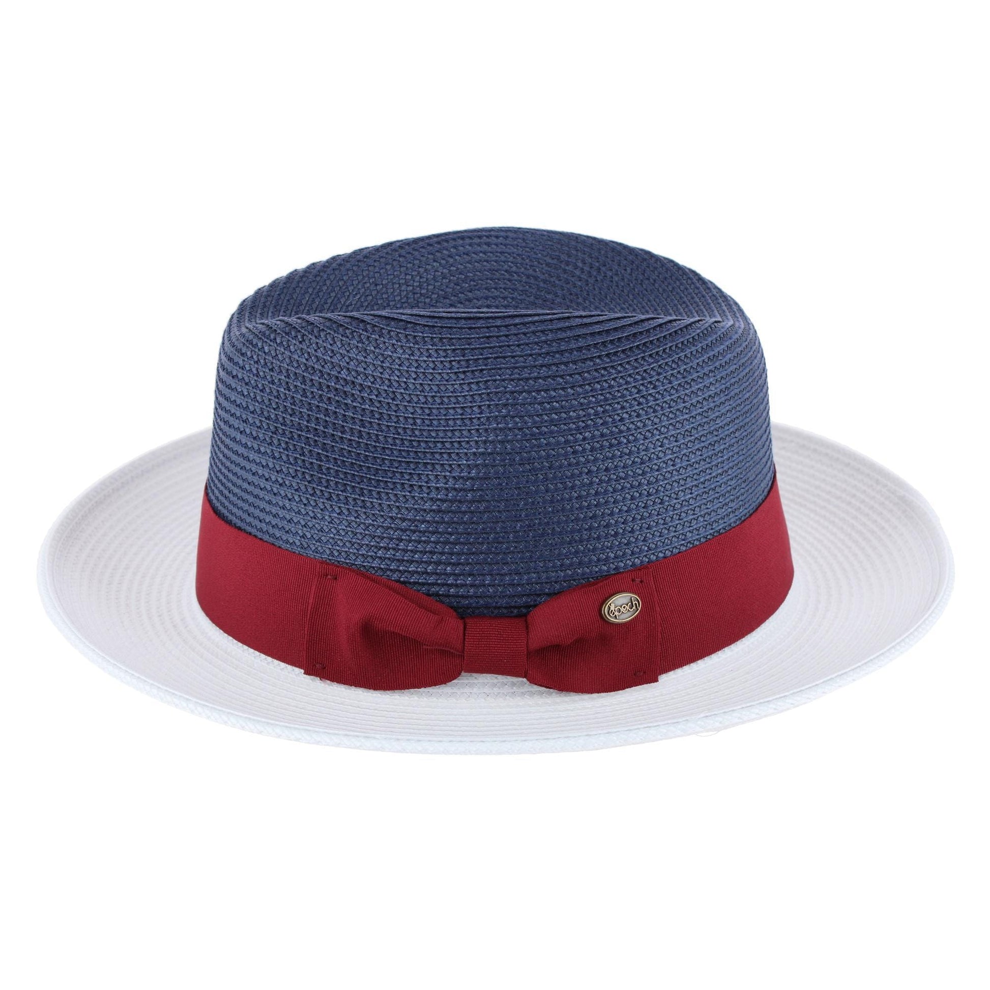Epoch Hats Company Men's Poly Braid Two Tone Fedora Hats With Contrast Band - Navy/White
