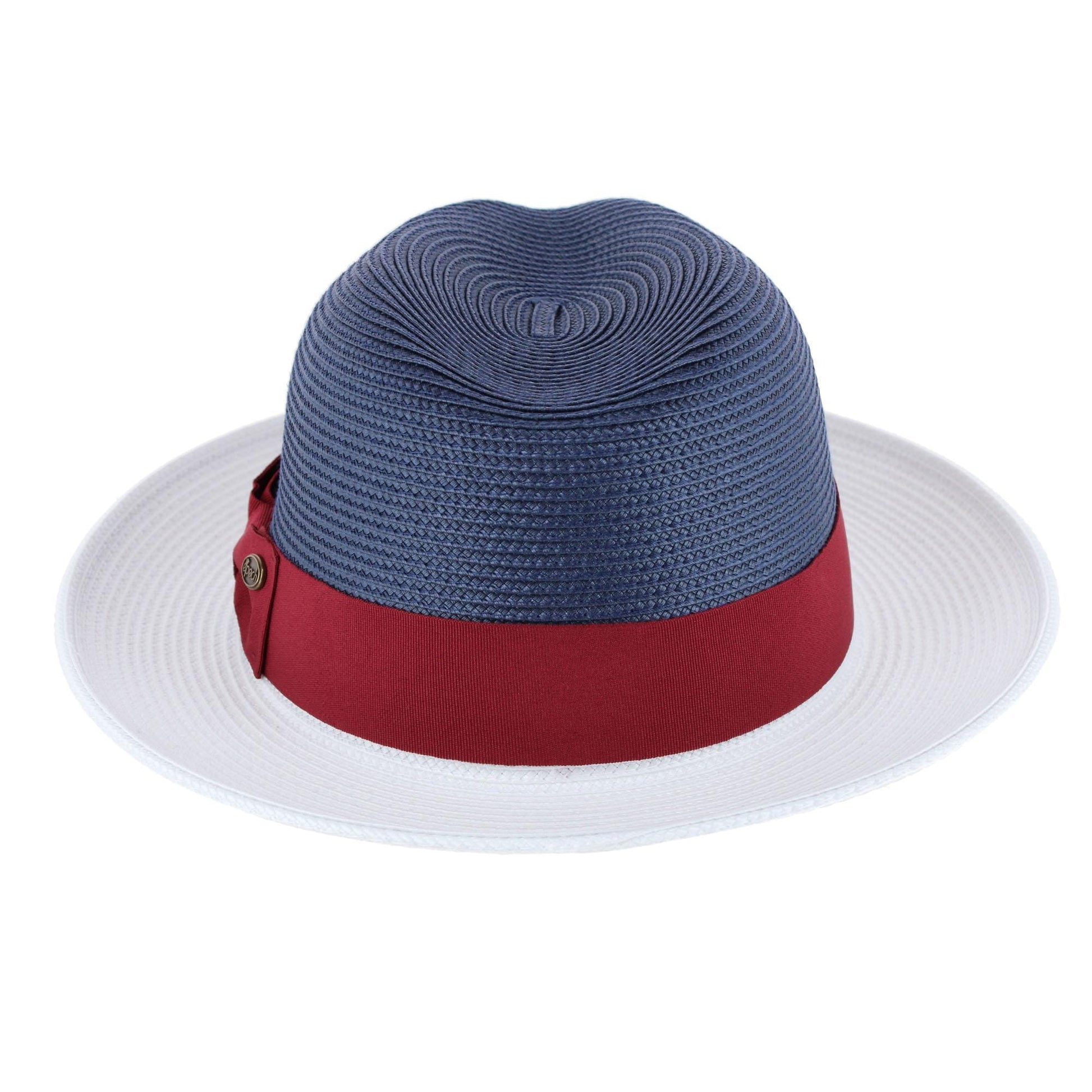 Epoch Hats Company Men's Poly Braid Two Tone Fedora Hats With Contrast Band - Navy/White