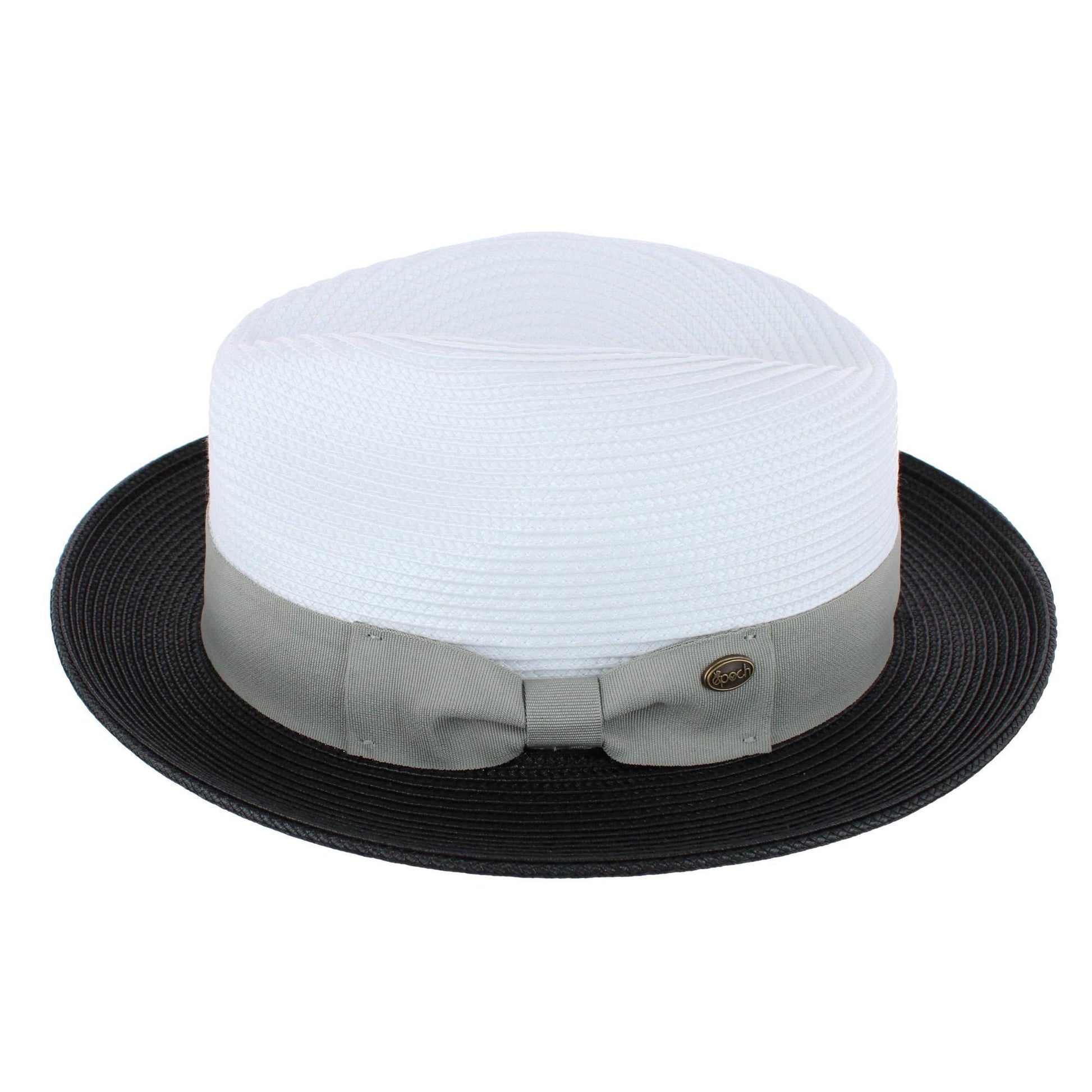 Epoch Hats Company Men's Poly Braid Two Tone Fedora Hats With Contrast Band - White/Black
