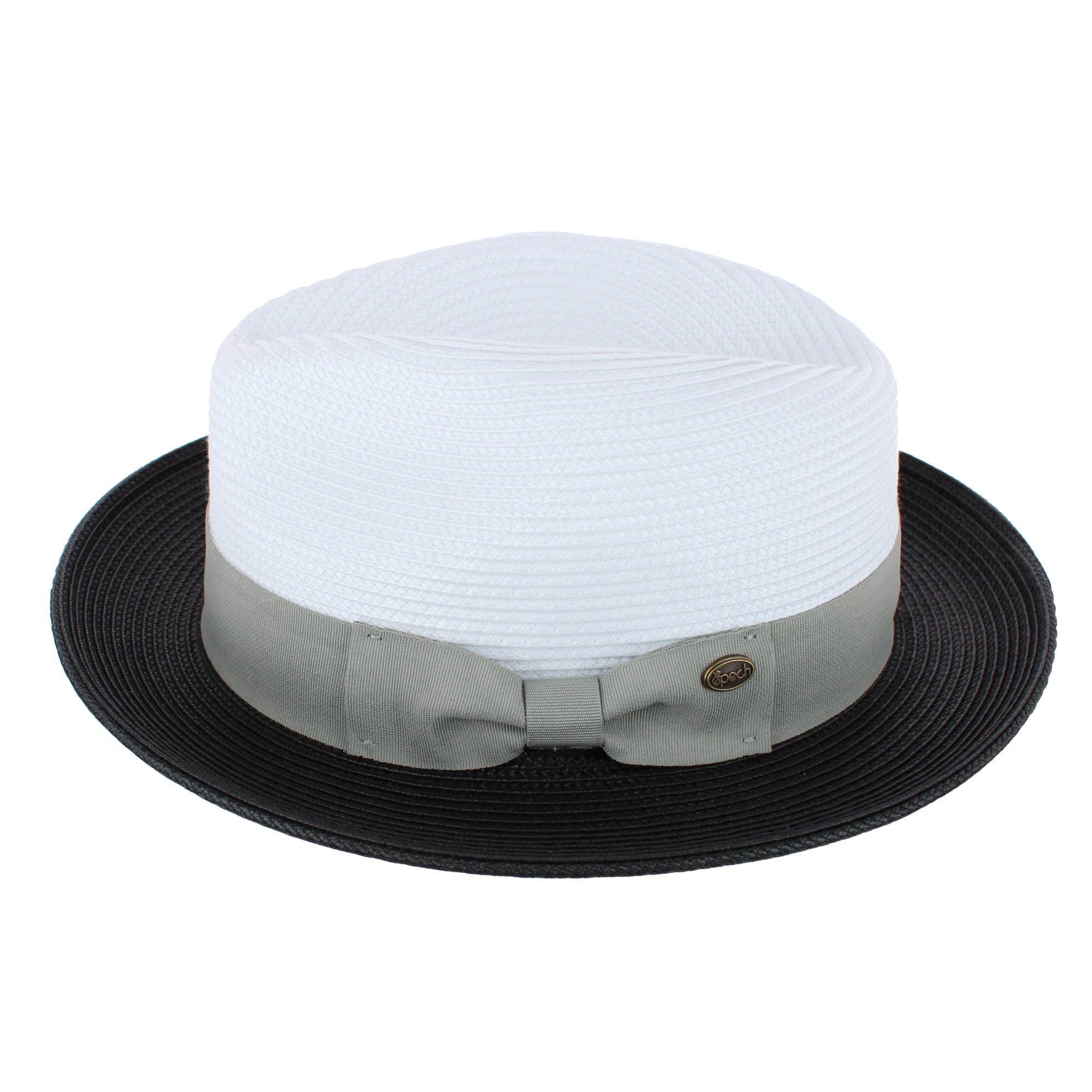 Epoch Hats Company Men's Poly Braid Two Tone Fedora Hats With Contrast Band - White/Black