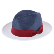 Men's Poly Braid Two Tone Fedora Hats With Contrast Band