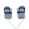 Kids' Sherpa Lined Winter Pattern Mitten with Keeper String