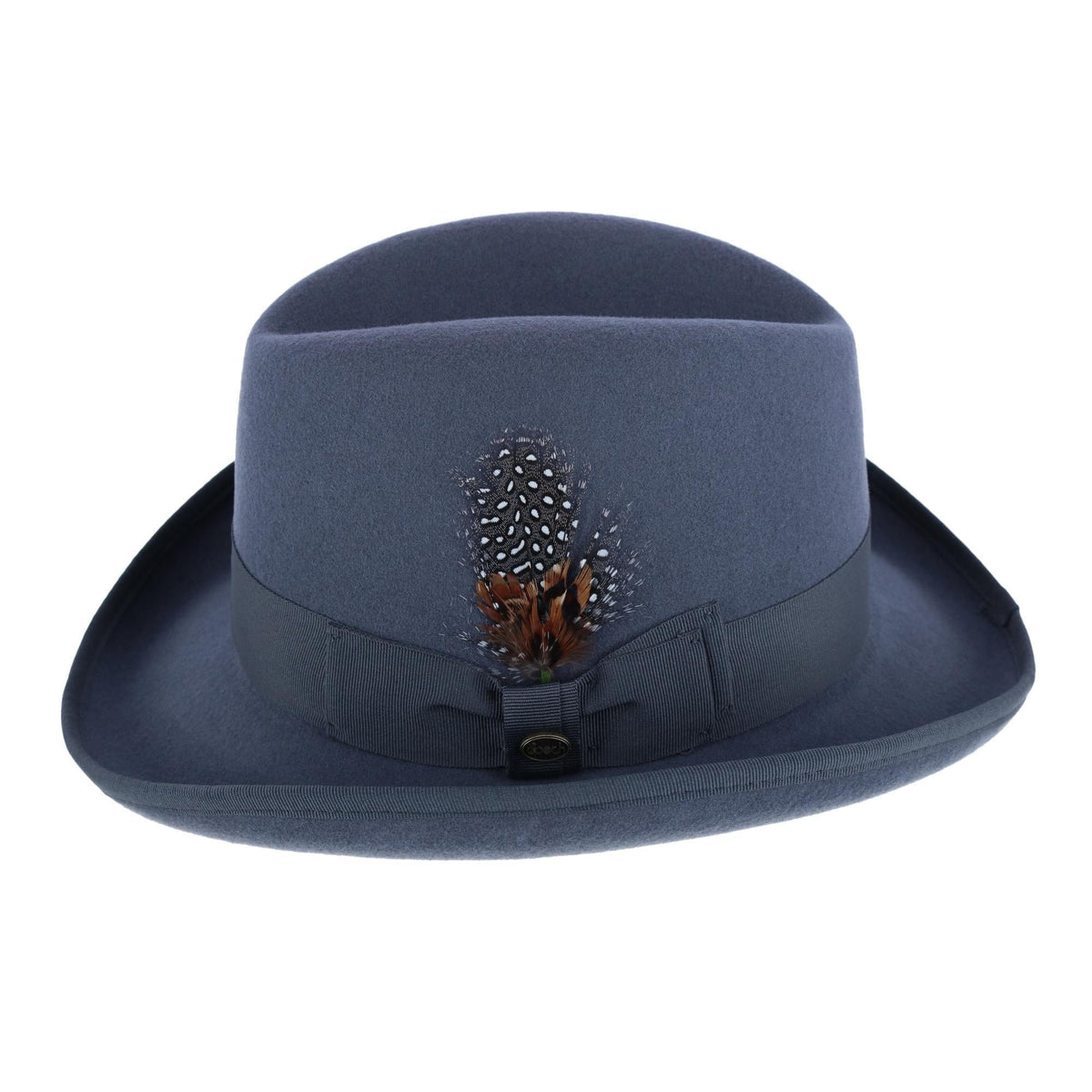 Epoch Hats Company Men's Wool Felt Homburg Godfather Hat with Feather - Gray