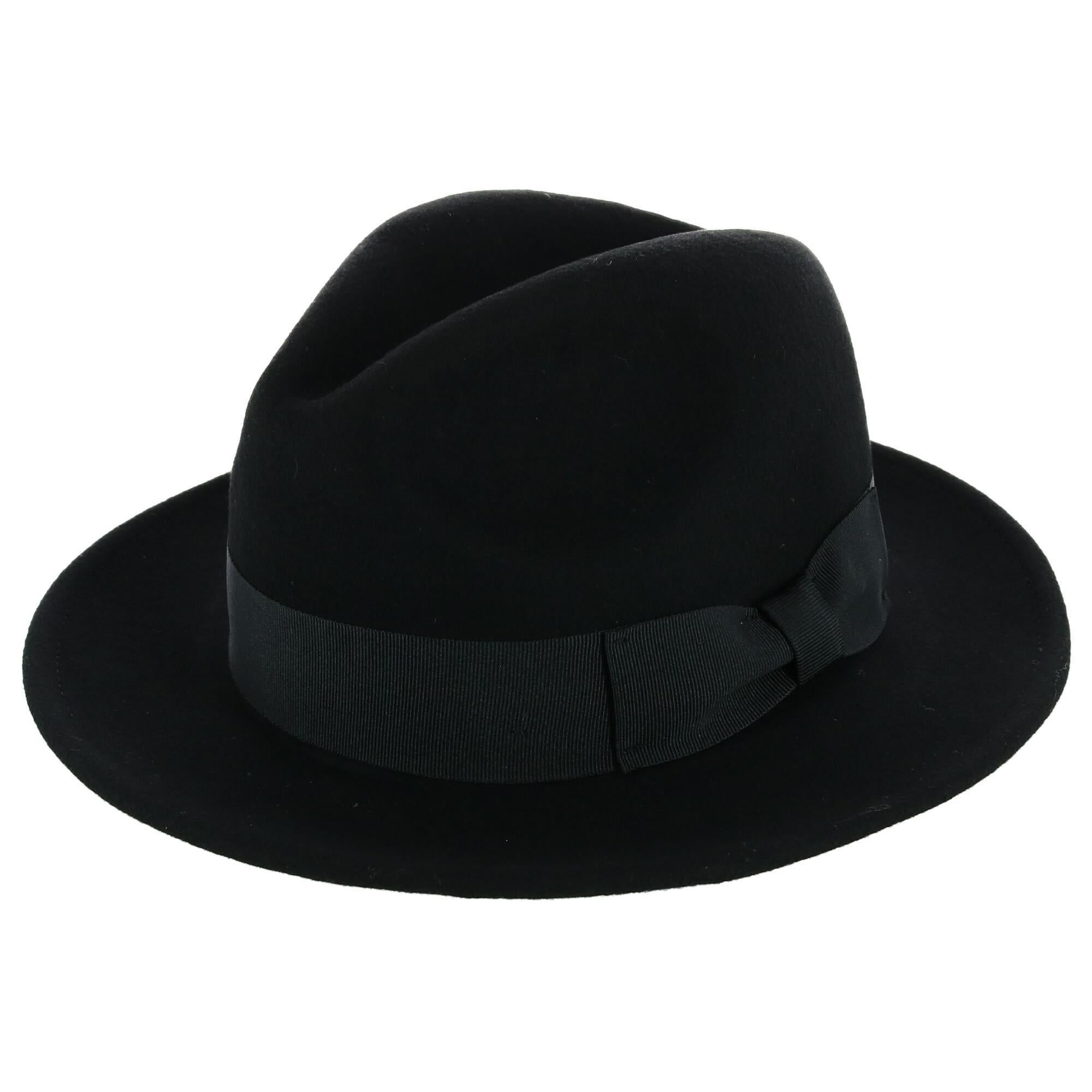 Epoch Hats Company Men's Wool Felt Fedora with Grosgrain Bow Hatband - Black