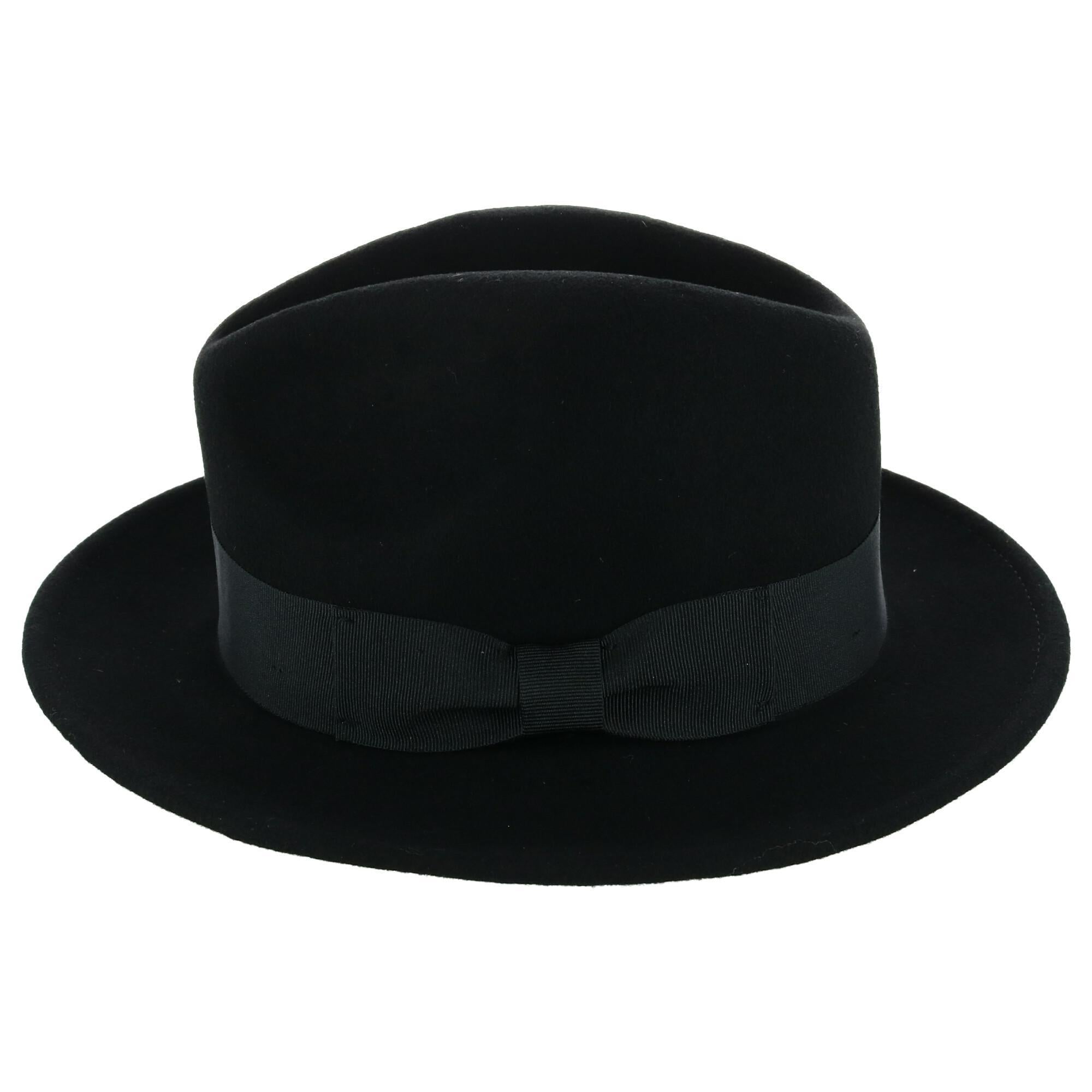 Epoch Hats Company Men's Wool Felt Fedora with Grosgrain Bow Hatband - Black