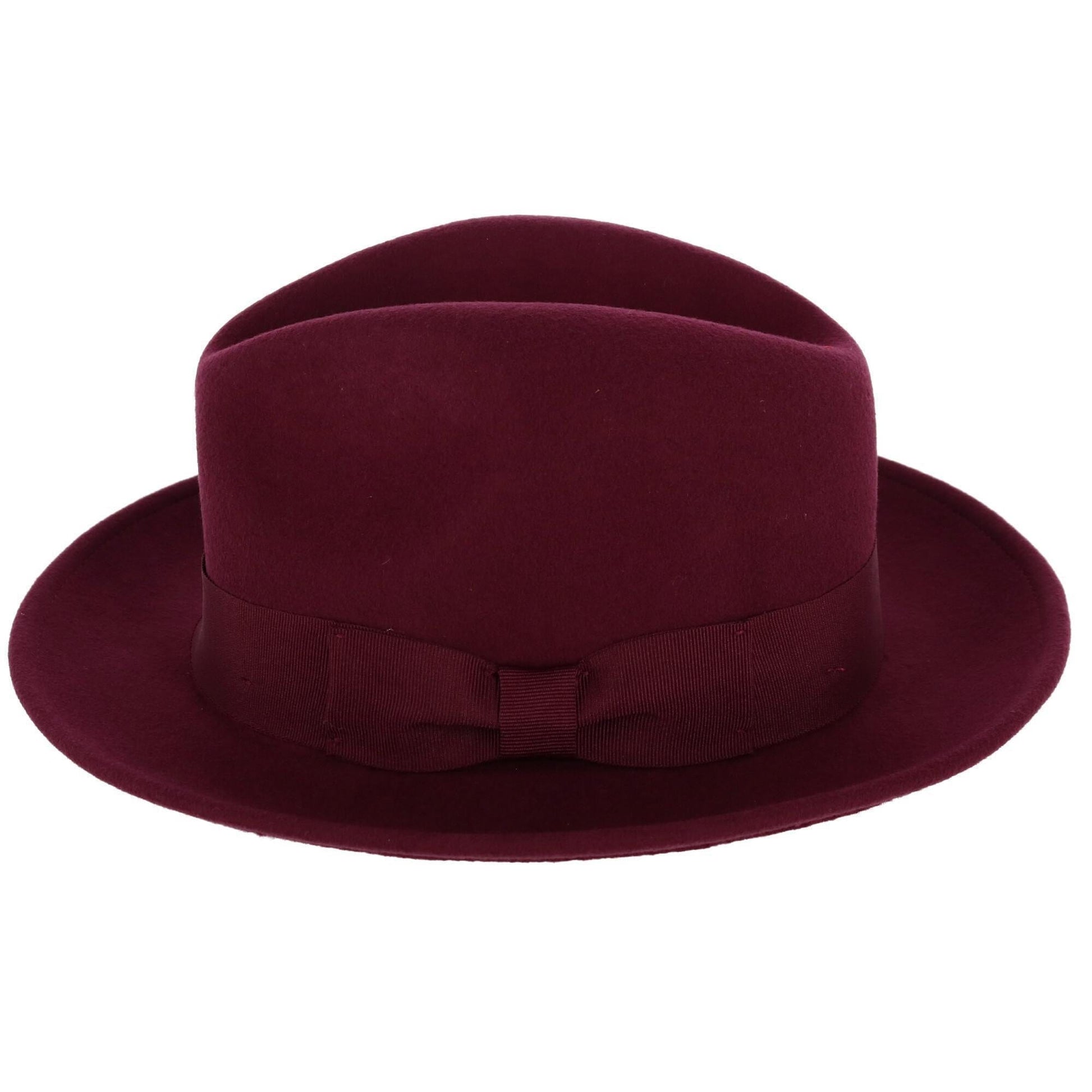 Epoch Hats Company Men's Wool Felt Fedora with Grosgrain Bow Hatband - Burgundy