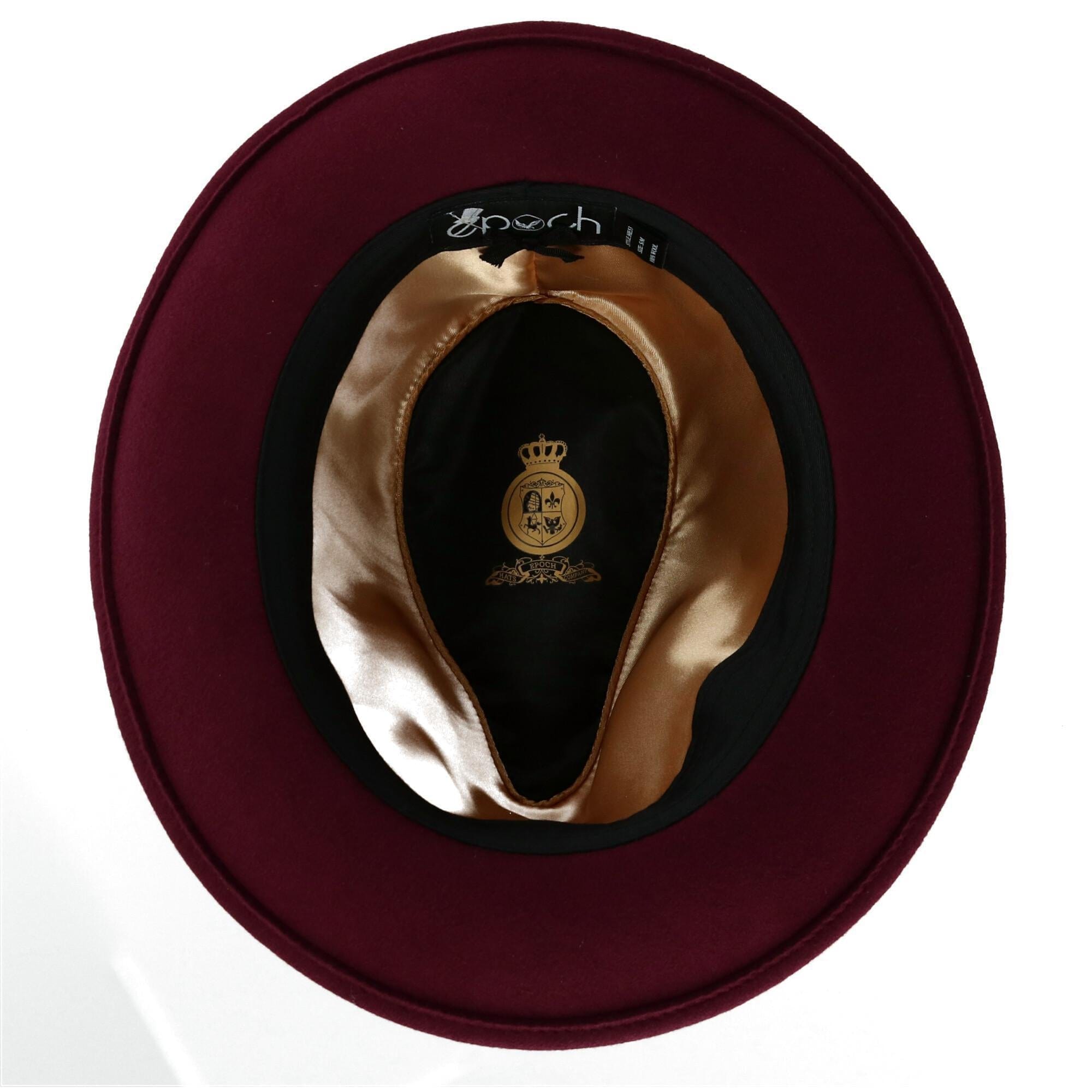 Epoch Hats Company Men's Wool Felt Fedora with Grosgrain Bow Hatband - Burgundy