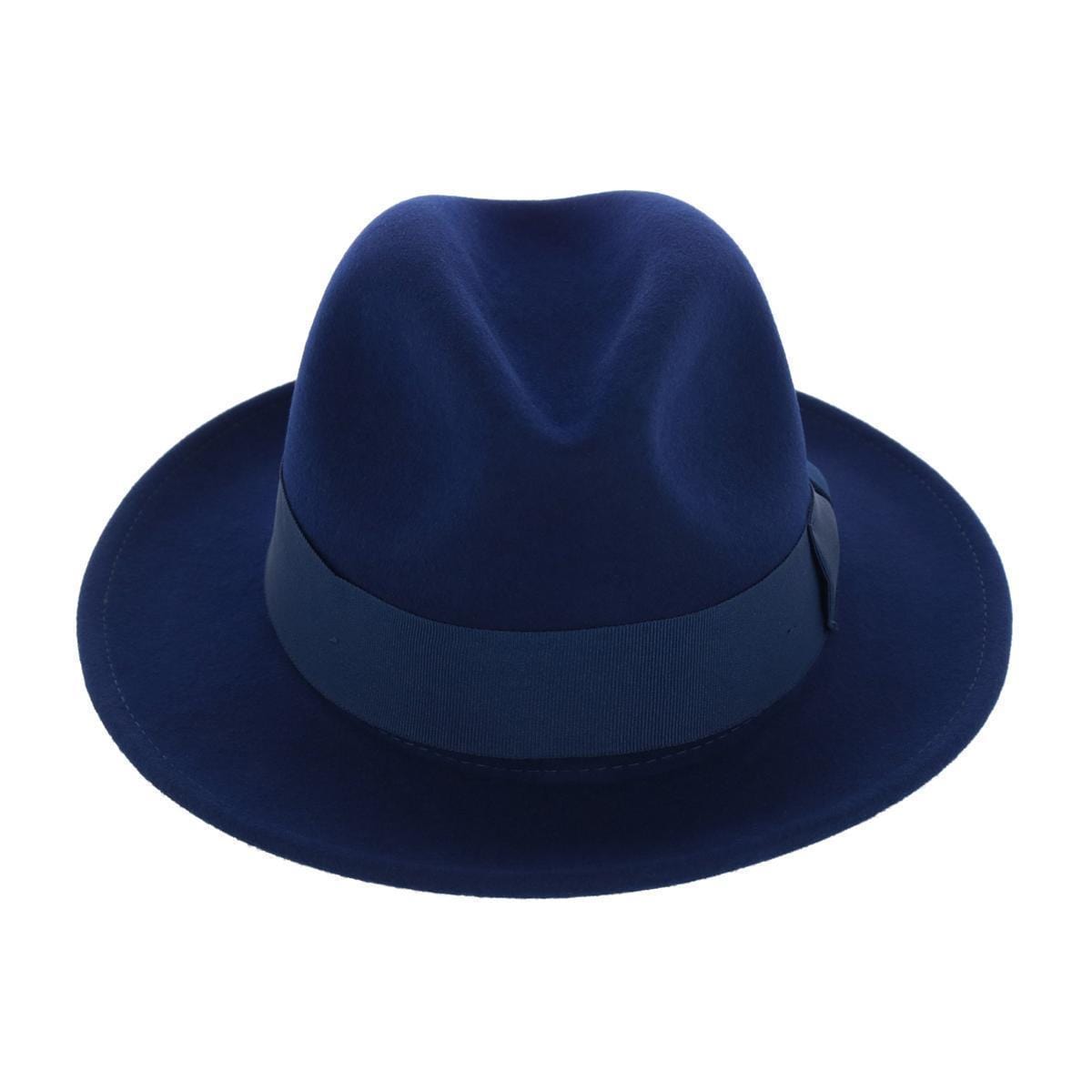 Epoch Hats Company Men's Wool Felt Fedora with Grosgrain Bow Hatband - Navy