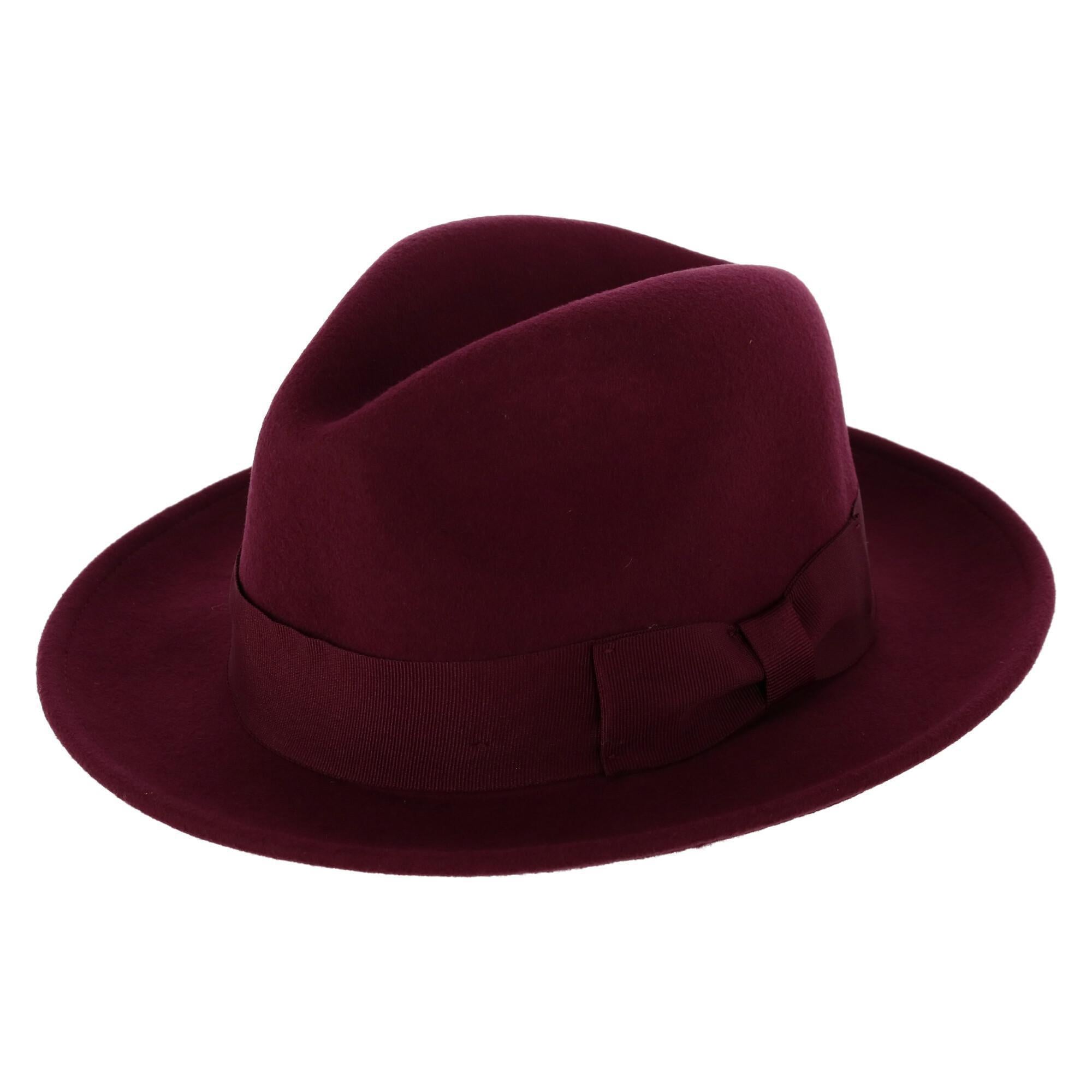 Men's Wool Felt Fedora with Grosgrain Bow Hatband