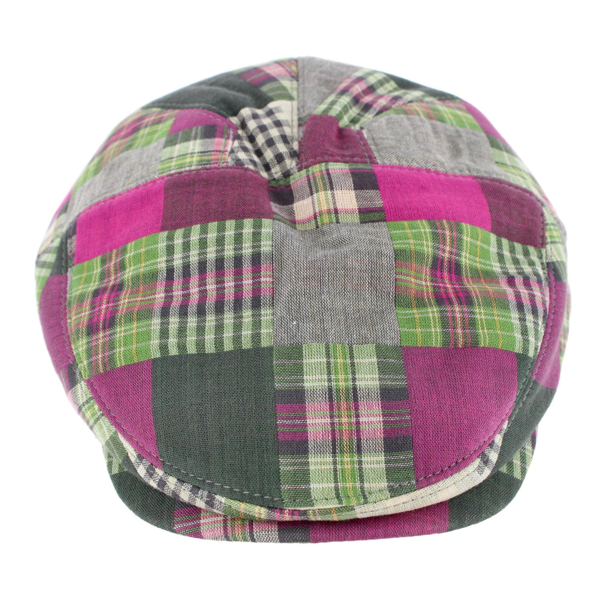 Epoch Hats Company Men's Patchwork Plaid Cotton Ivy Cap - Pink/Green