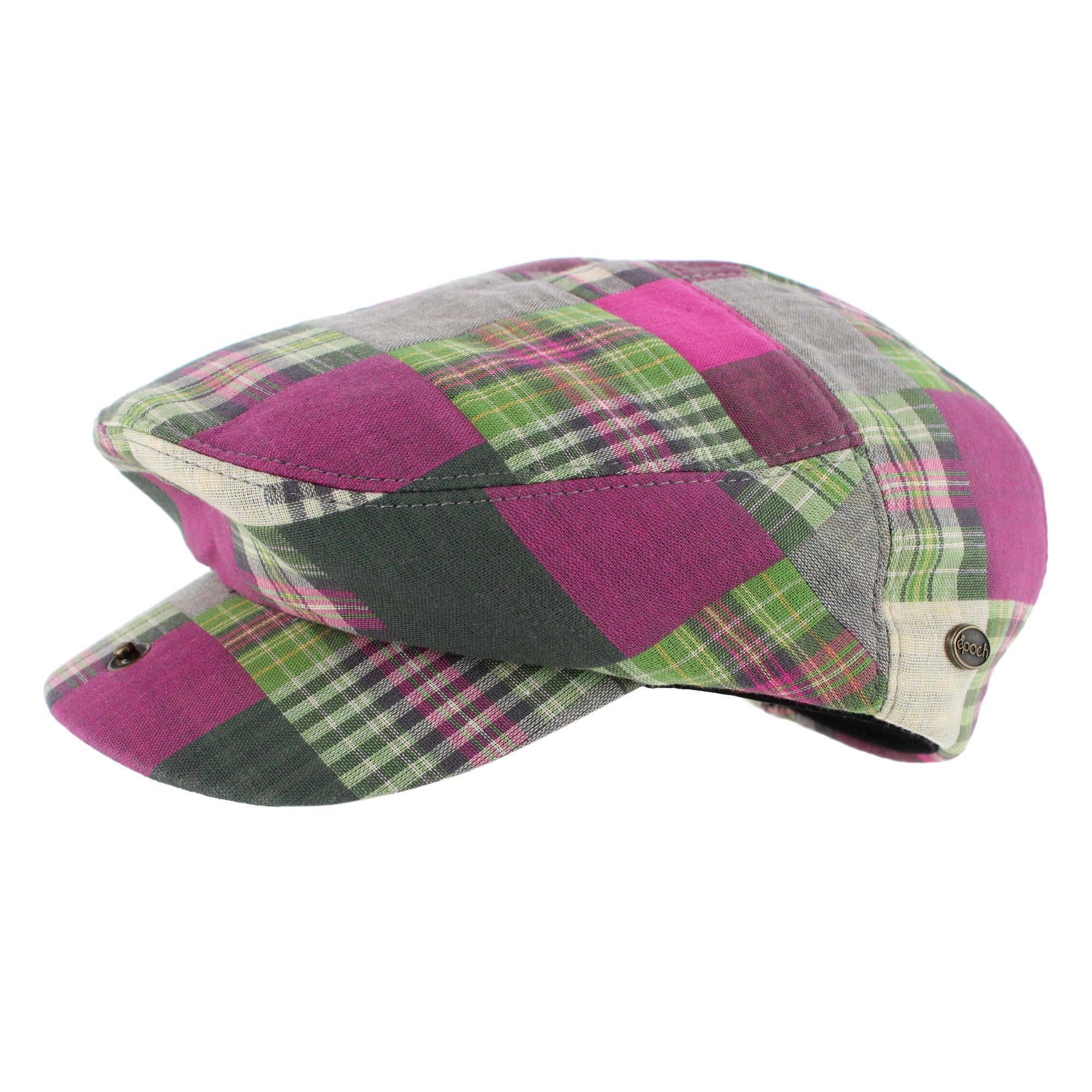 Epoch Hats Company Men's Patchwork Plaid Cotton Ivy Cap - Pink/Green