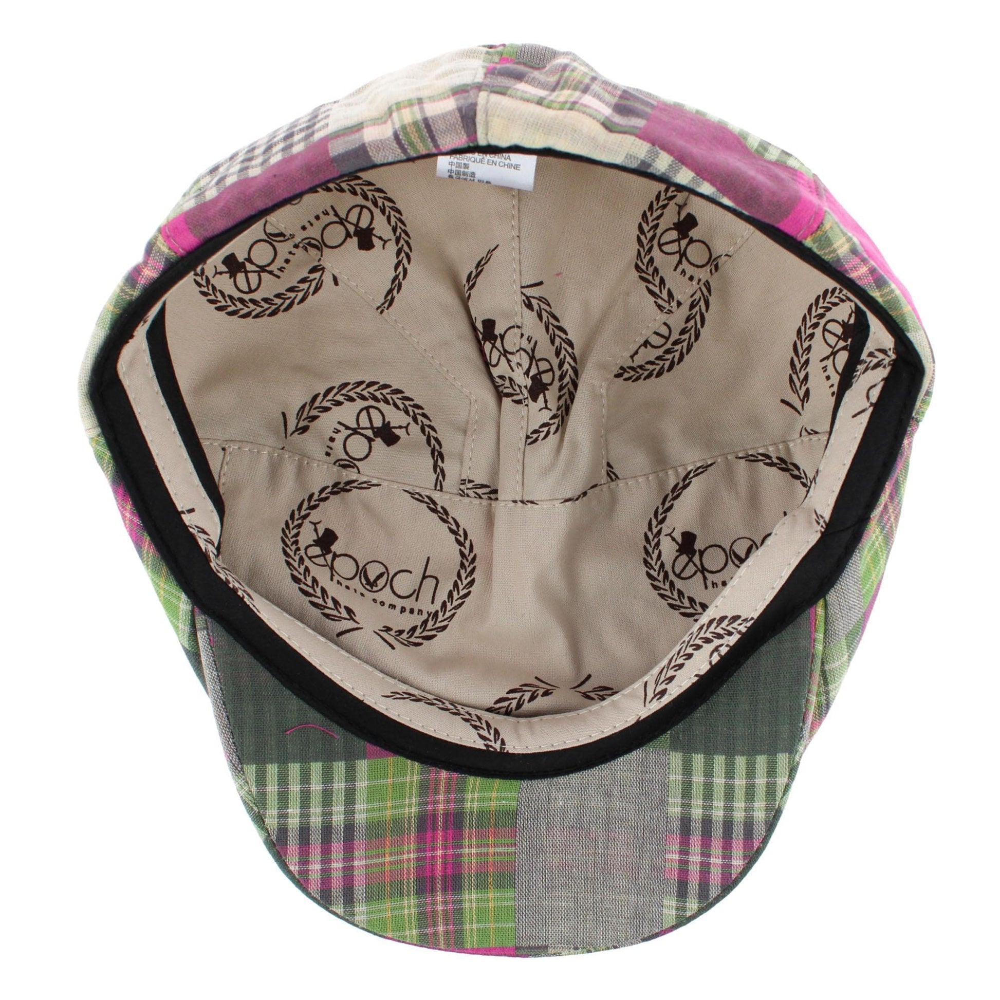 Epoch Hats Company Men's Patchwork Plaid Cotton Ivy Cap - Pink/Green