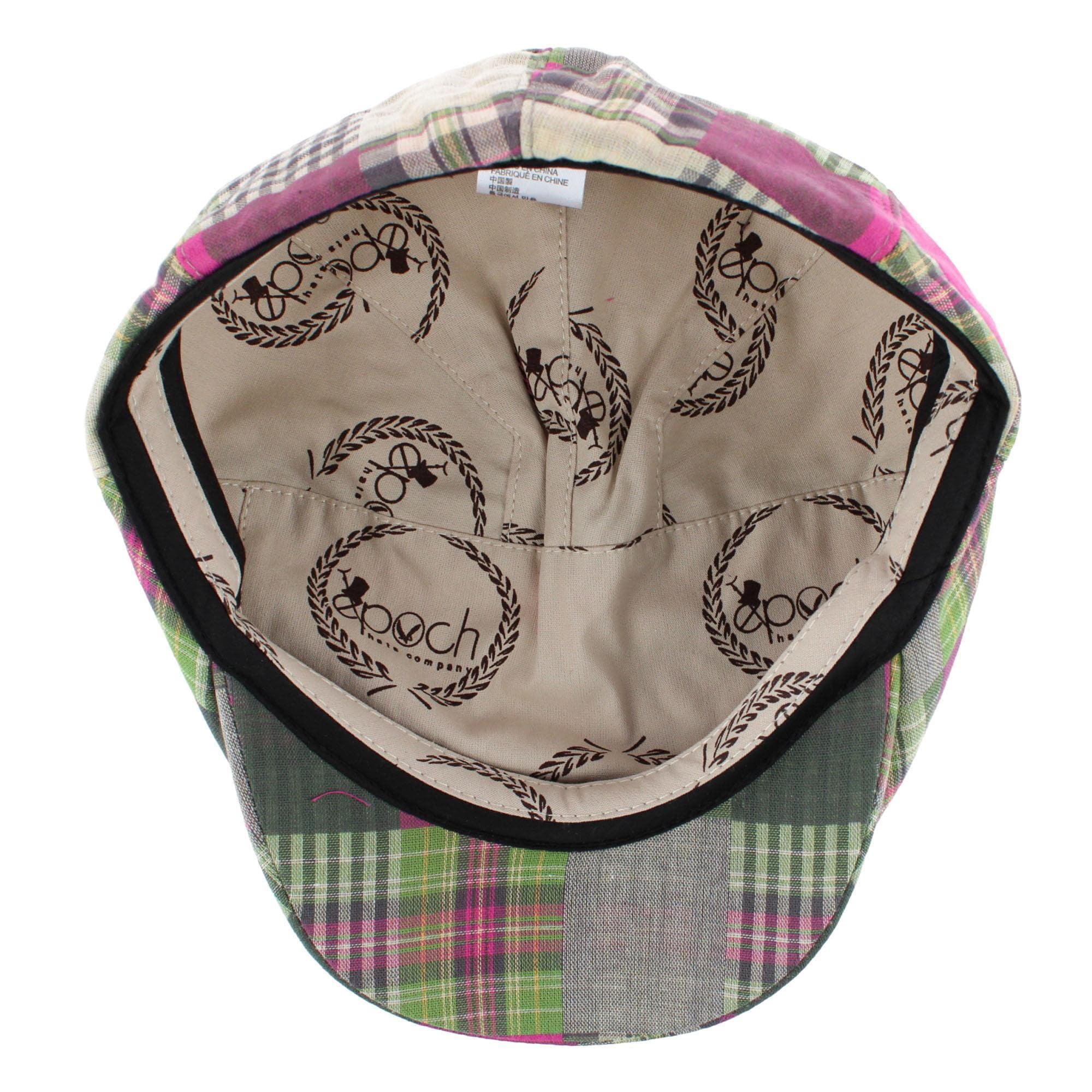 Epoch Hats Company Men's Patchwork Plaid Cotton Ivy Cap - Pink/Green
