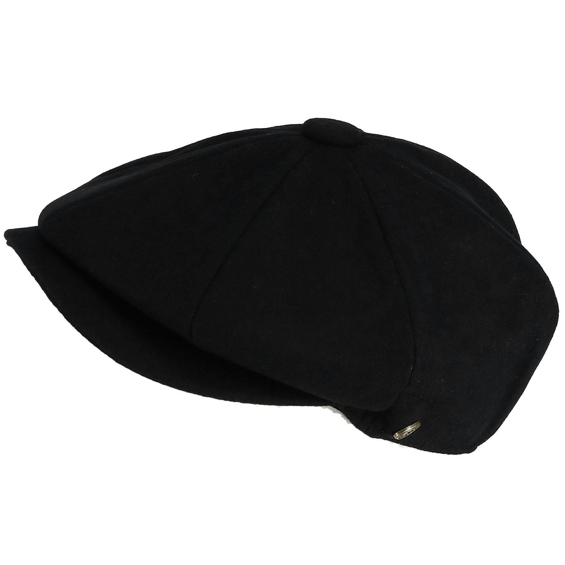 Epoch Hats Company Men's Melton Wool 8 Quarter Newsboy Cap - Black