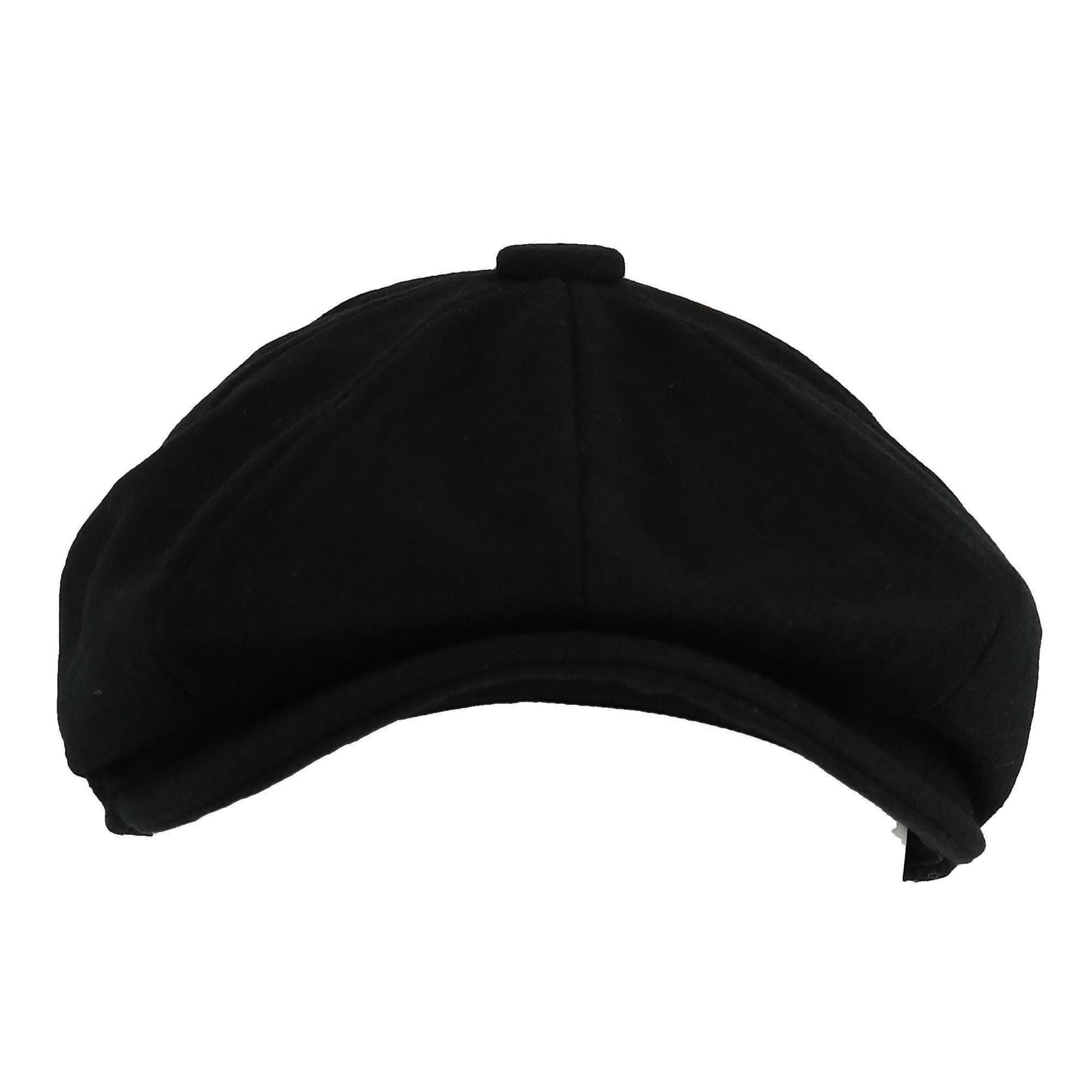 Epoch Hats Company Men's Melton Wool 8 Quarter Newsboy Cap - Black