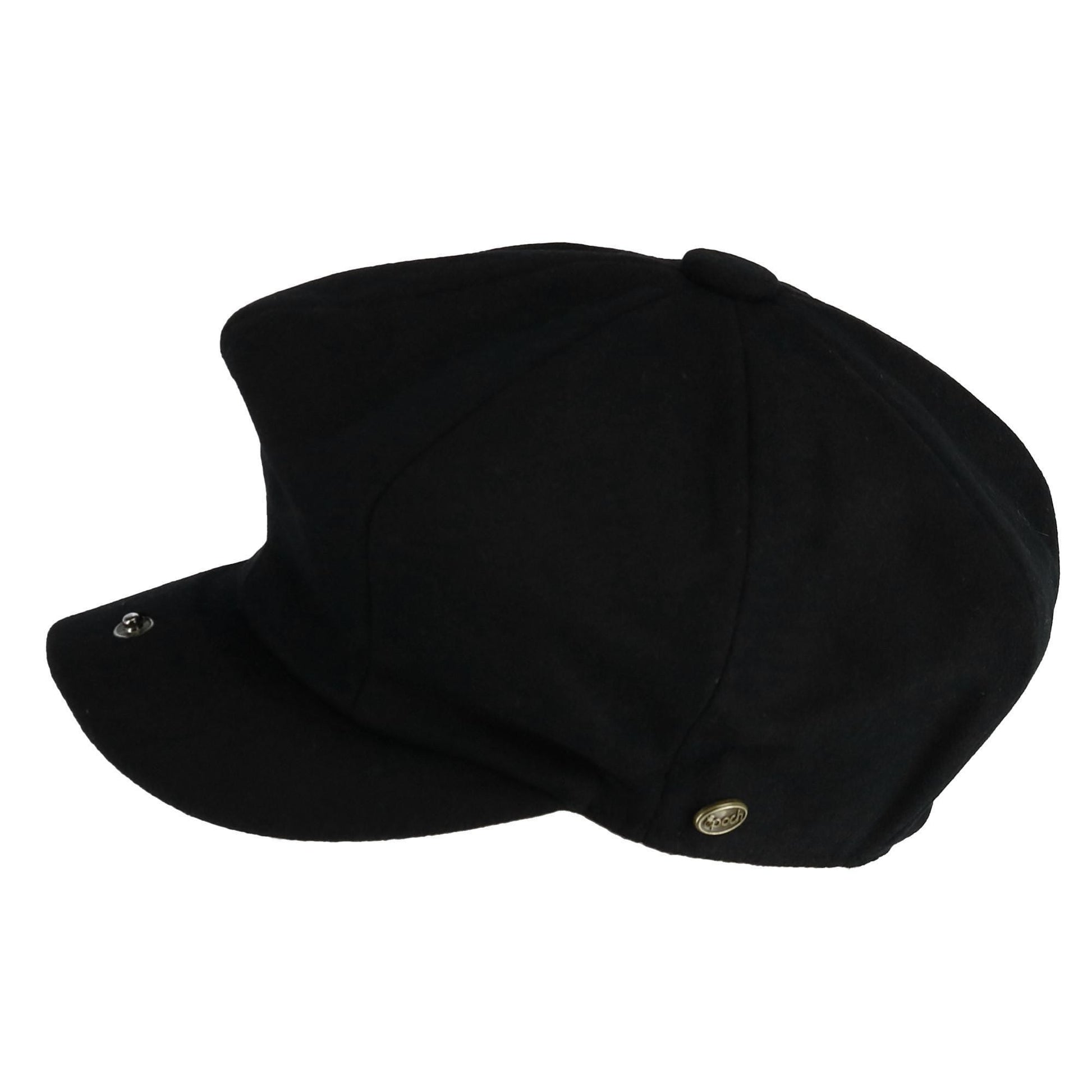 Epoch Hats Company Men's Melton Wool 8 Quarter Newsboy Cap - Black