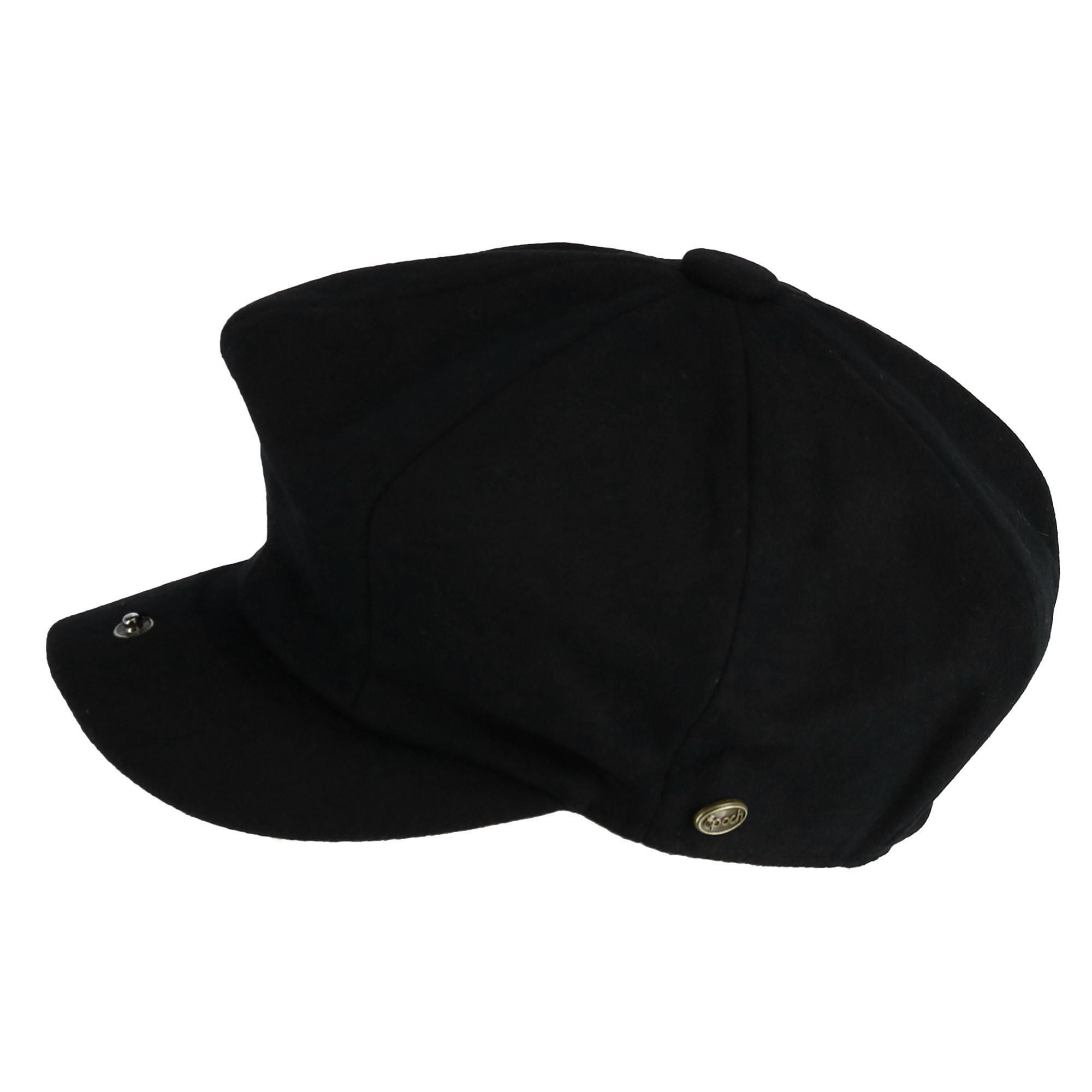Epoch Hats Company Men's Melton Wool 8 Quarter Newsboy Cap - Black