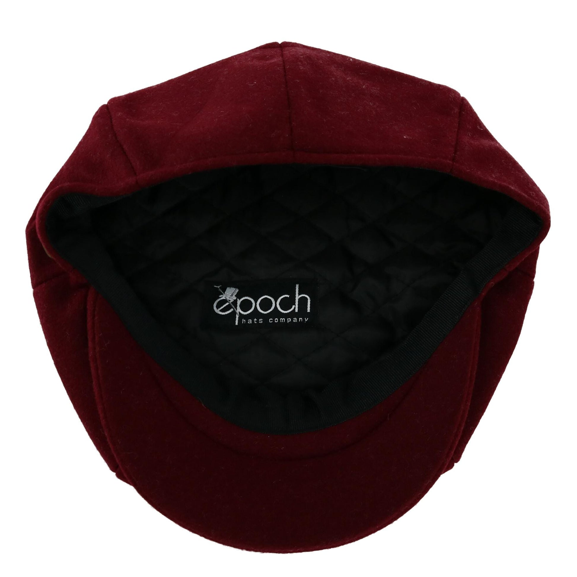 Epoch Hats Company Men's Melton Wool 8 Quarter Newsboy Cap - Burgundy