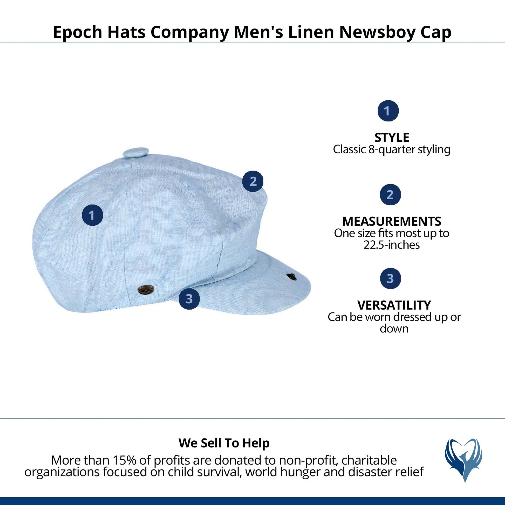 Epoch Hats Company Men's Linen Newsboy Cap - Light Blue