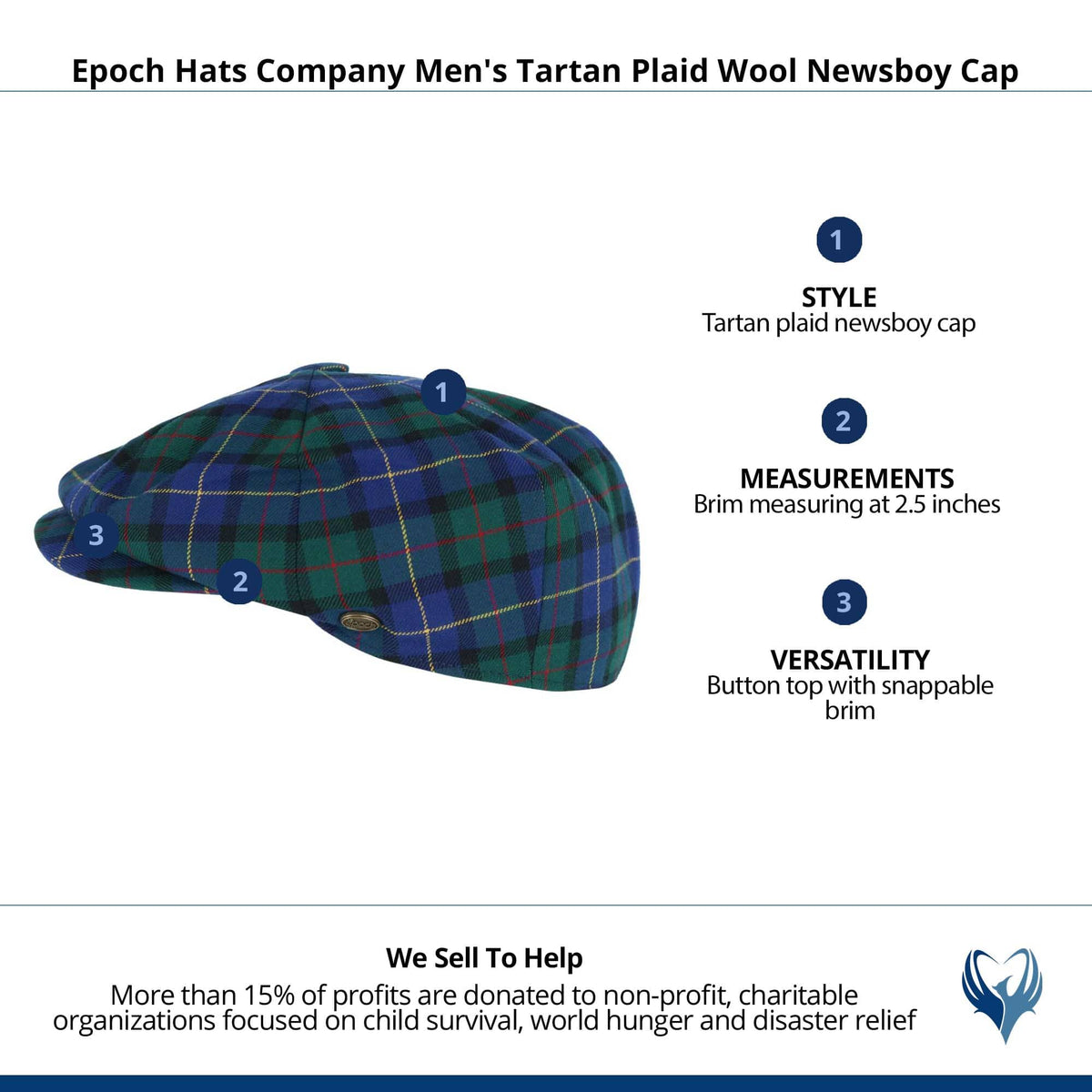 Epoch Hats Company Men's Tartan Plaid Wool Newsboy Cap - Purple