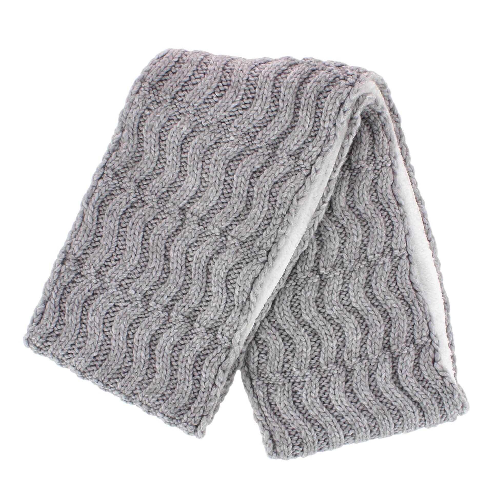 Angela & William Women's Wool Cable Knit Winter Infinity Scarf with Sherpa Lining - Grey