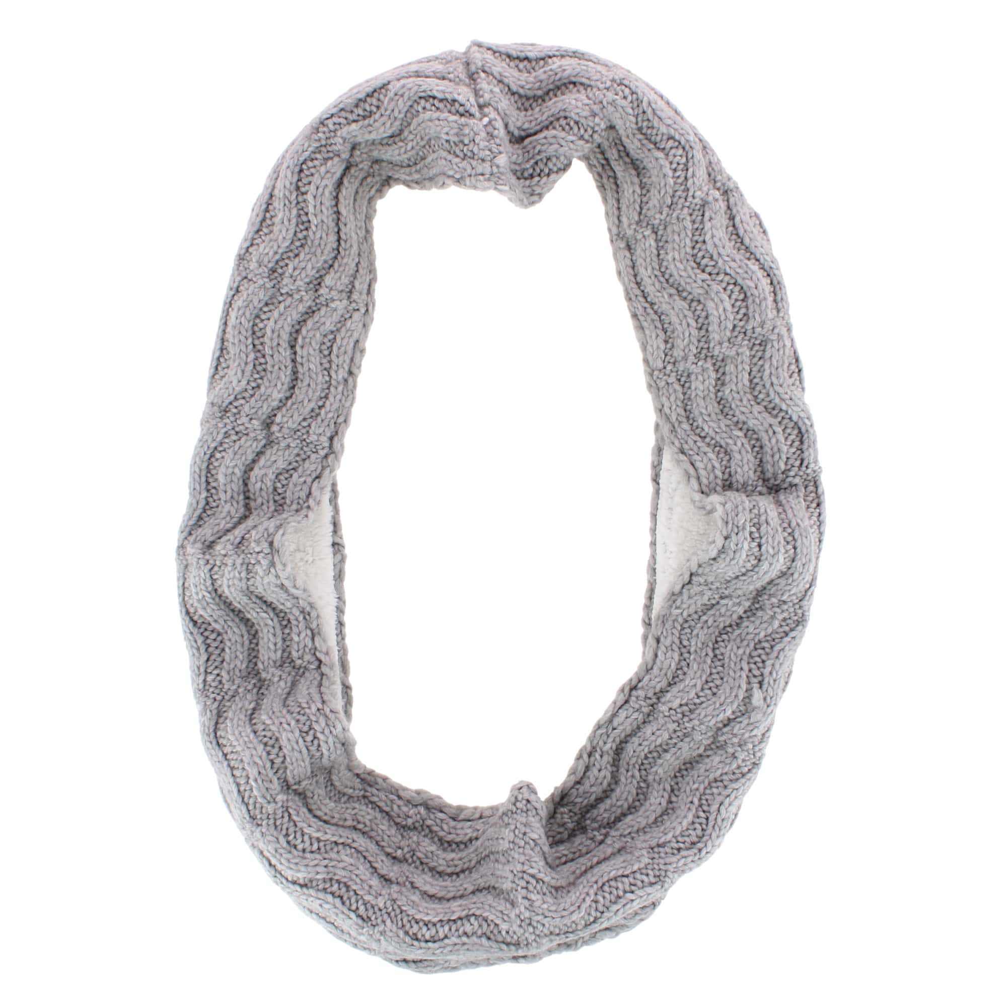Angela & William Women's Wool Cable Knit Winter Infinity Scarf with Sherpa Lining - Grey