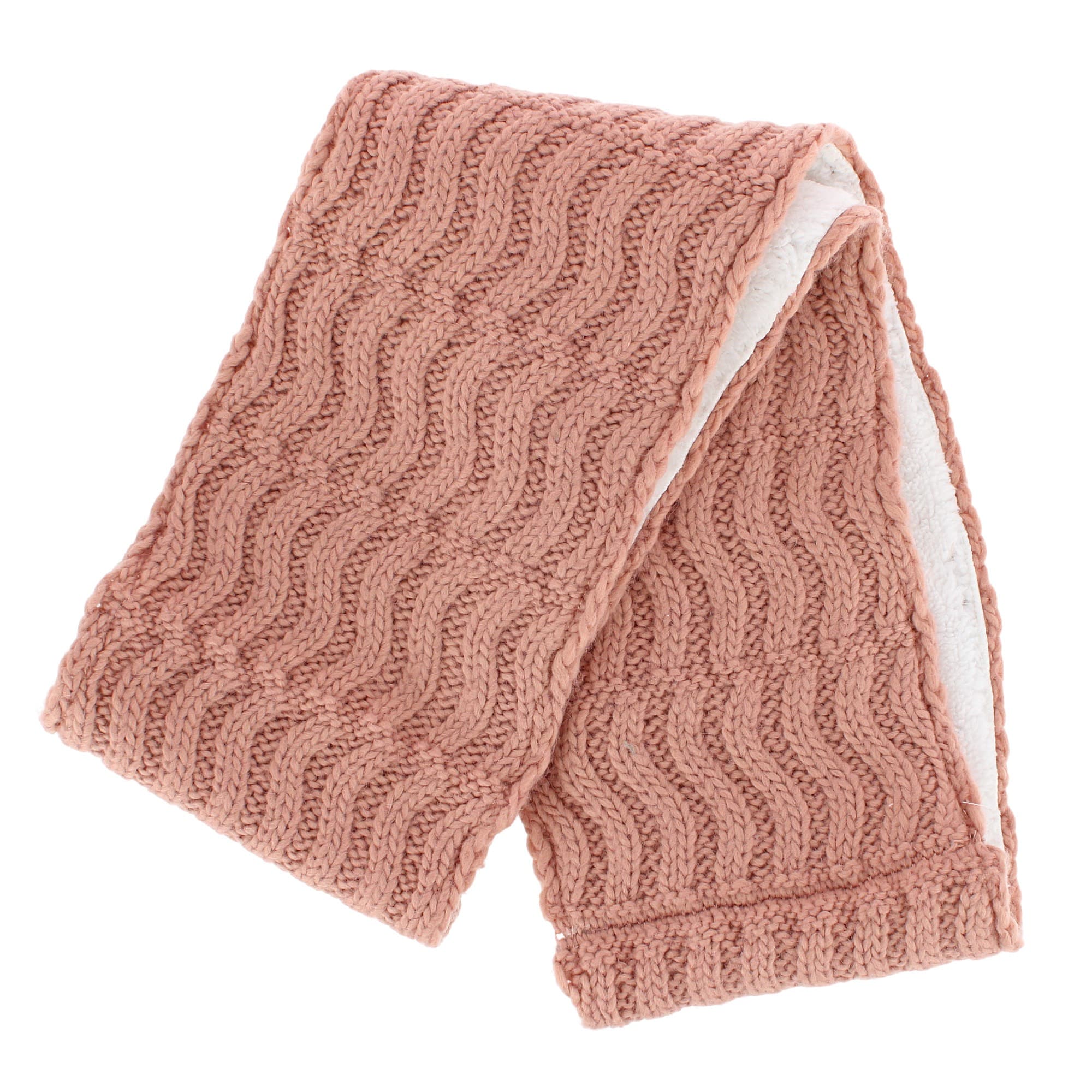 Angela & William Women's Wool Cable Knit Winter Infinity Scarf with Sherpa Lining - Pink