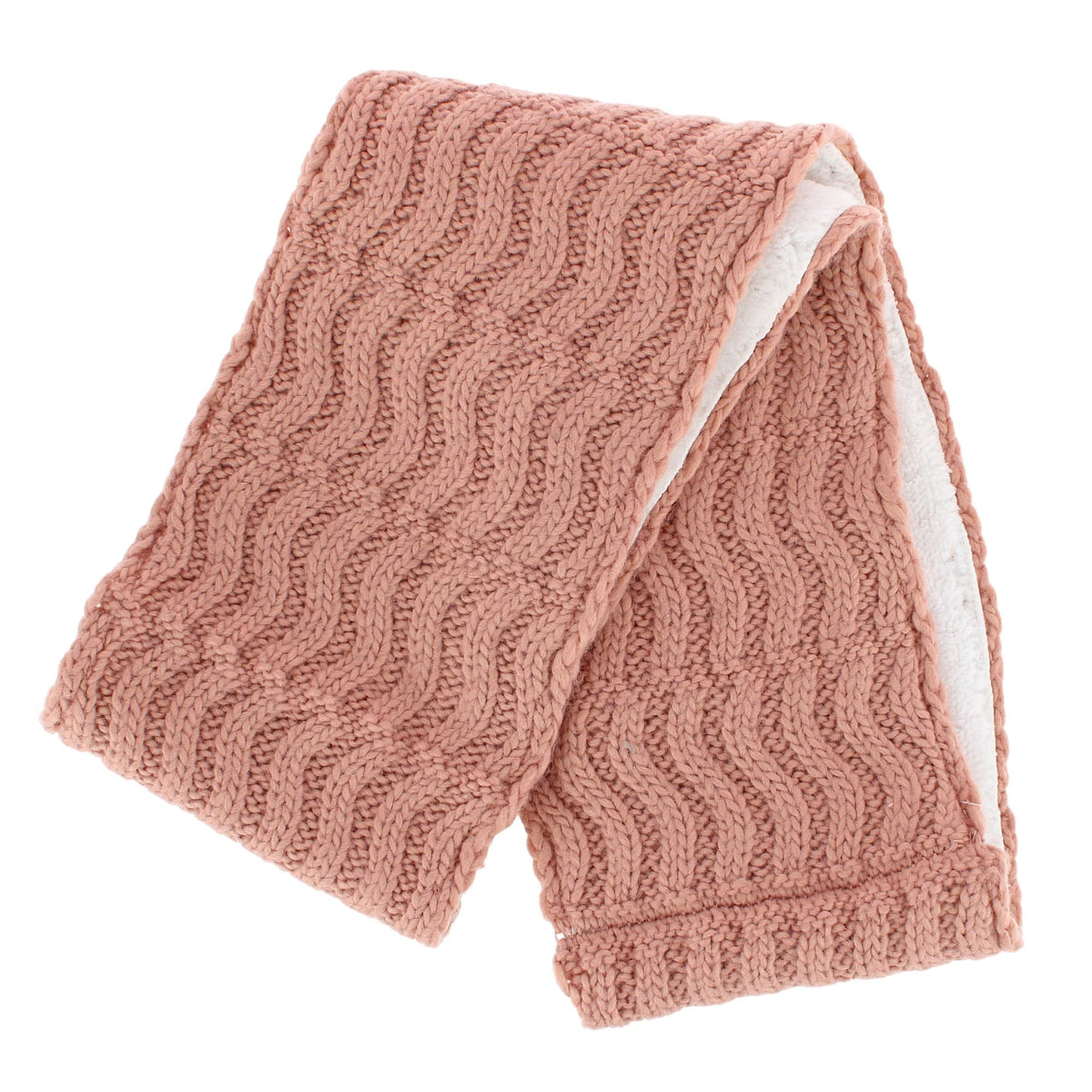 Angela & William Women's Wool Cable Knit Winter Infinity Scarf with Sherpa Lining