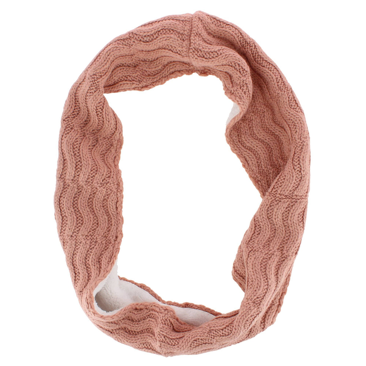 Angela & William Women's Wool Cable Knit Winter Infinity Scarf with Sherpa Lining - Pink
