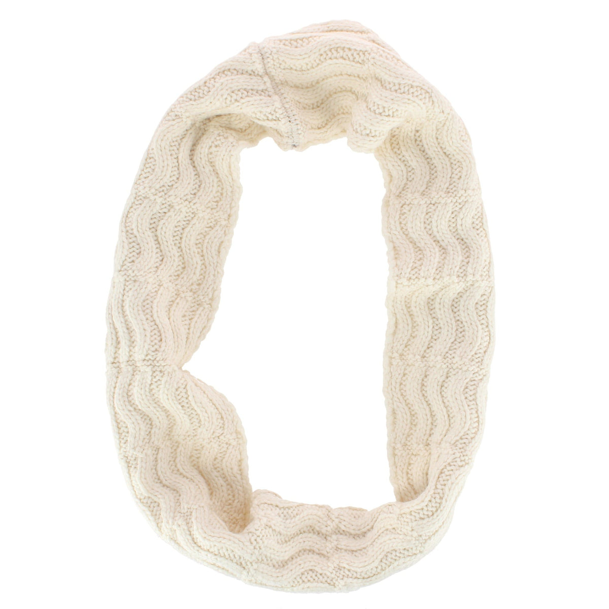 Angela & William Women's Wool Cable Knit Winter Infinity Scarf with Sherpa Lining - White