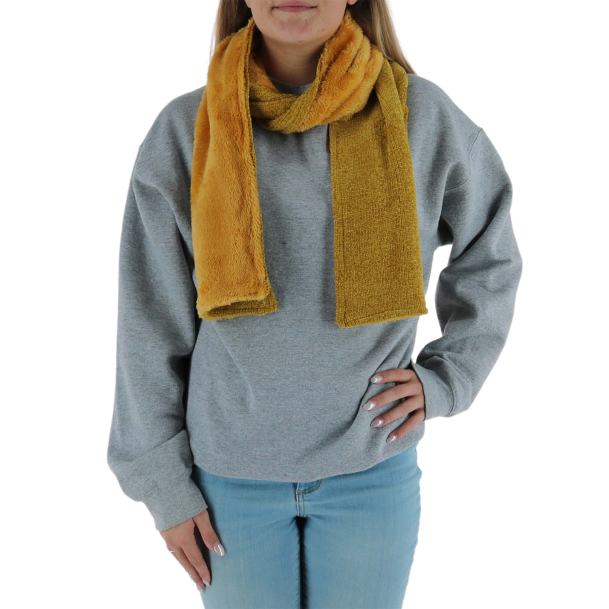 Epoch Hats Company Women's Knit Faux Sherpa Lined Winter Scarf - Mustard