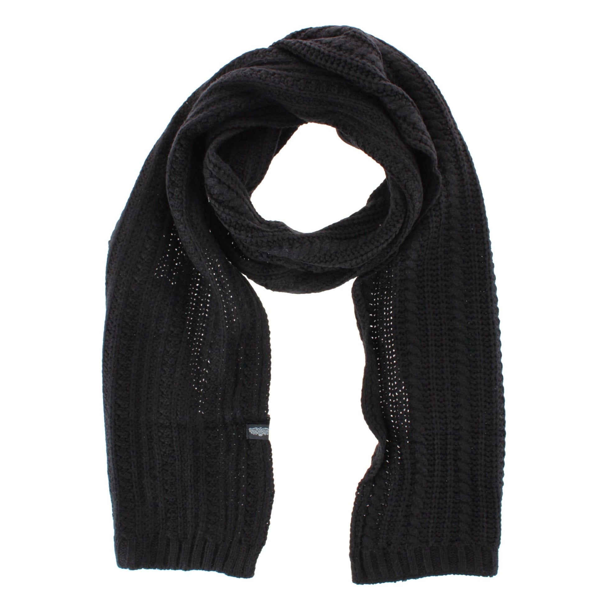 Angela & William Adult Chunky Cable Knit Lined Beanie and Scarf Winter Set - Black