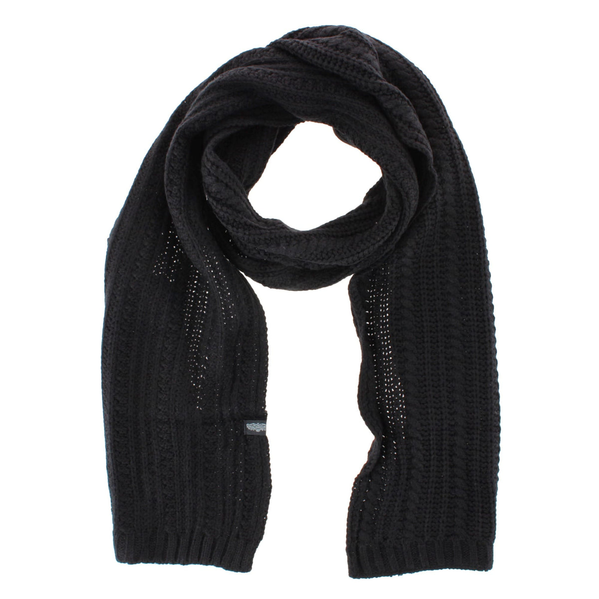 Angela & William Adult Chunky Cable Knit Lined Beanie and Scarf Winter Set - Black