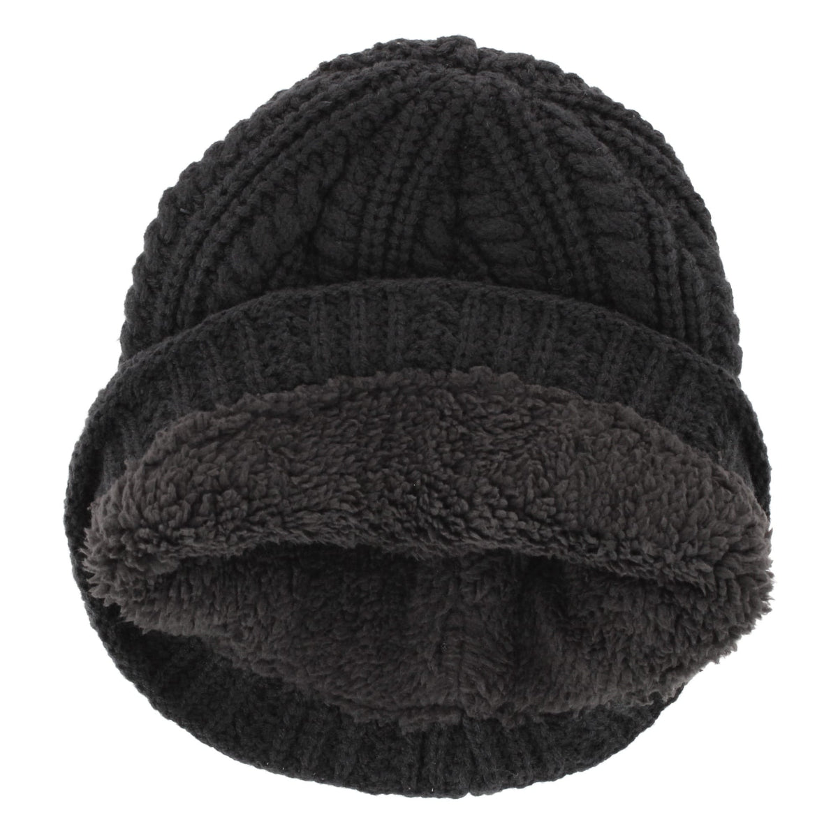 Angela & William Adult Chunky Cable Knit Lined Beanie and Scarf Winter Set - Black