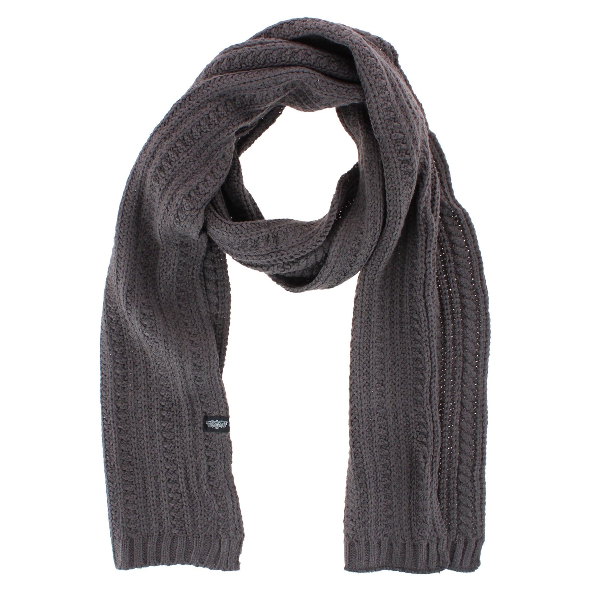 Angela & William Adult Chunky Cable Knit Lined Beanie and Scarf Winter Set - Grey