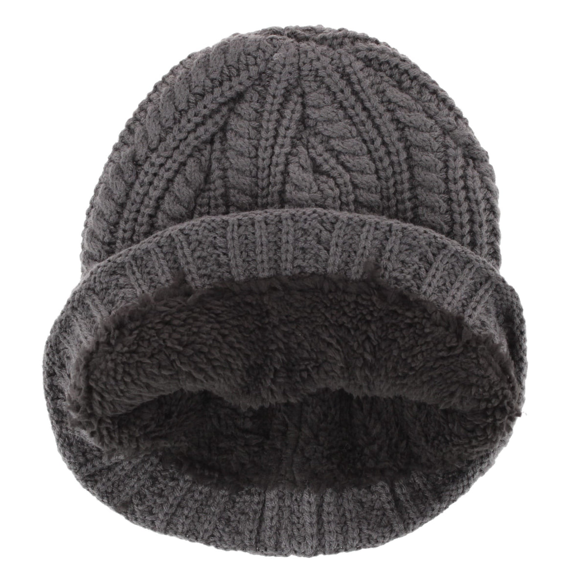 Angela & William Adult Chunky Cable Knit Lined Beanie and Scarf Winter Set - Grey