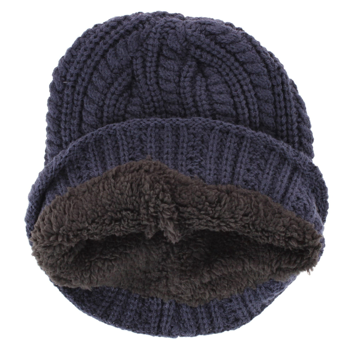 Angela & William Adult Chunky Cable Knit Lined Beanie and Scarf Winter Set - Navy