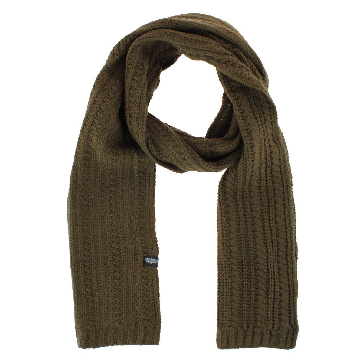 Angela & William Adult Chunky Cable Knit Lined Beanie and Scarf Winter Set - Olive