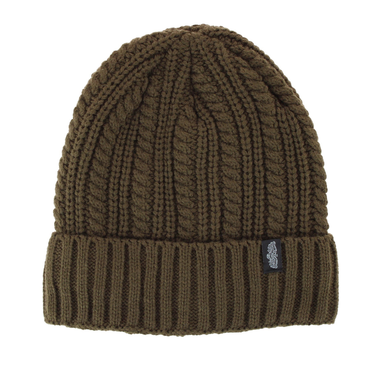 Angela & William Adult Chunky Cable Knit Lined Beanie and Scarf Winter Set - Olive