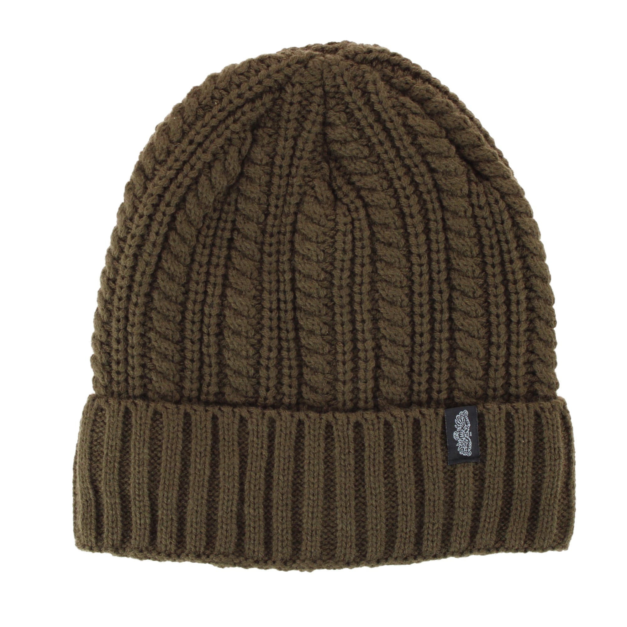 Angela & William Adult Chunky Cable Knit Lined Beanie and Scarf Winter Set - Olive